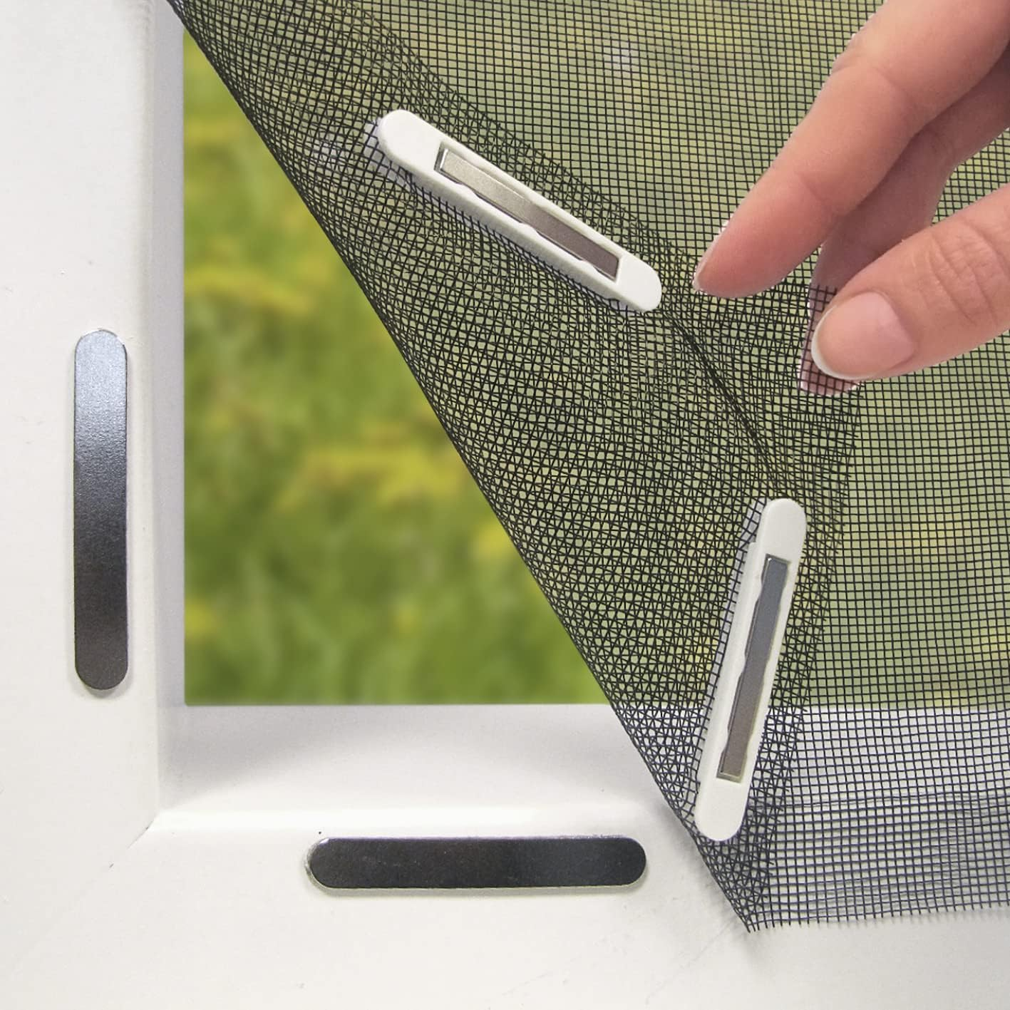 Hoberg Window Fly Screen with Innovative Magnetic Fastening | Fly Net Can Be Individually Cut to Size up to 150 X 130 Cm, No Drilling or Screwing | Attach Mosquito Net with 16 Magnets [Black]