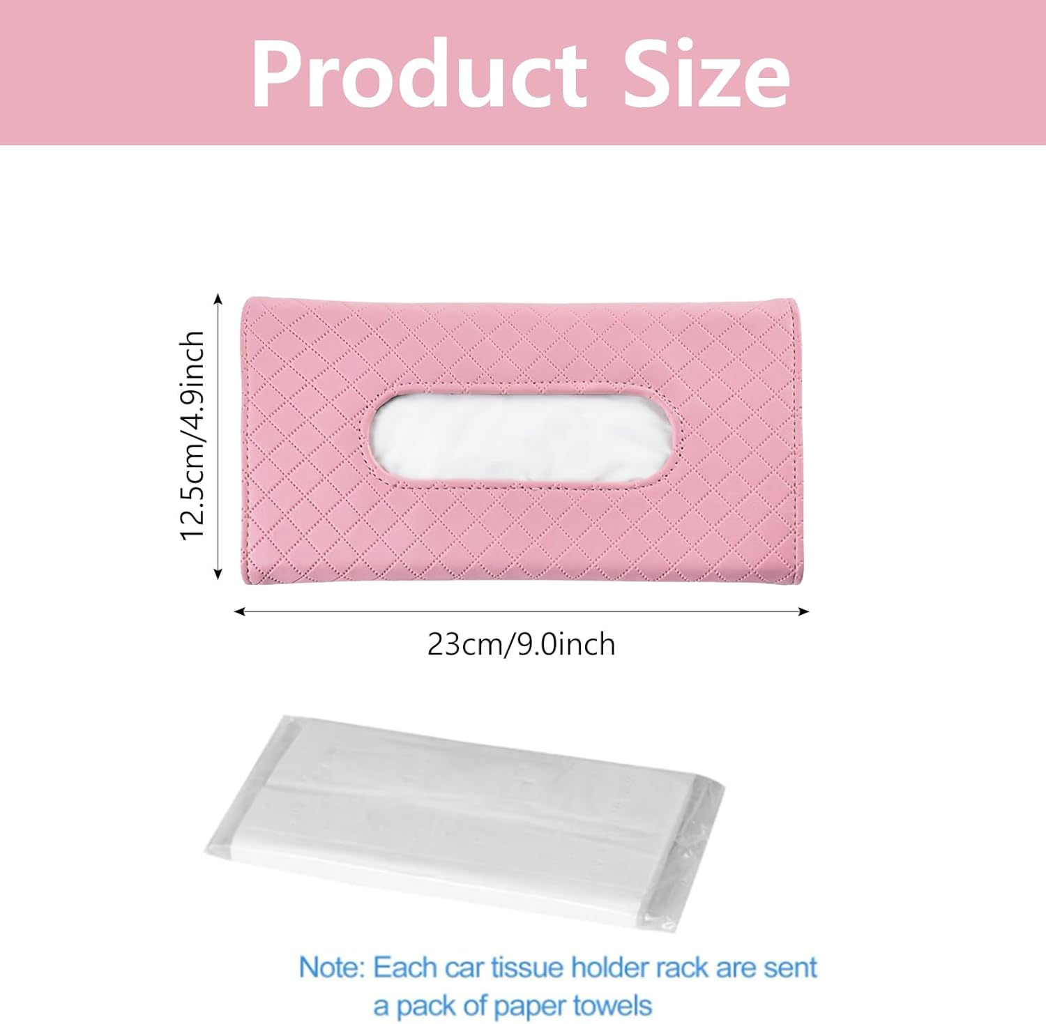 Car Tissue Holder, Car Visor Tissue Holder, PU Leather Car Tissue Holder, Car Sun Visor Accessories for Universal Auto Men Women (Pink, One Size) image number 4