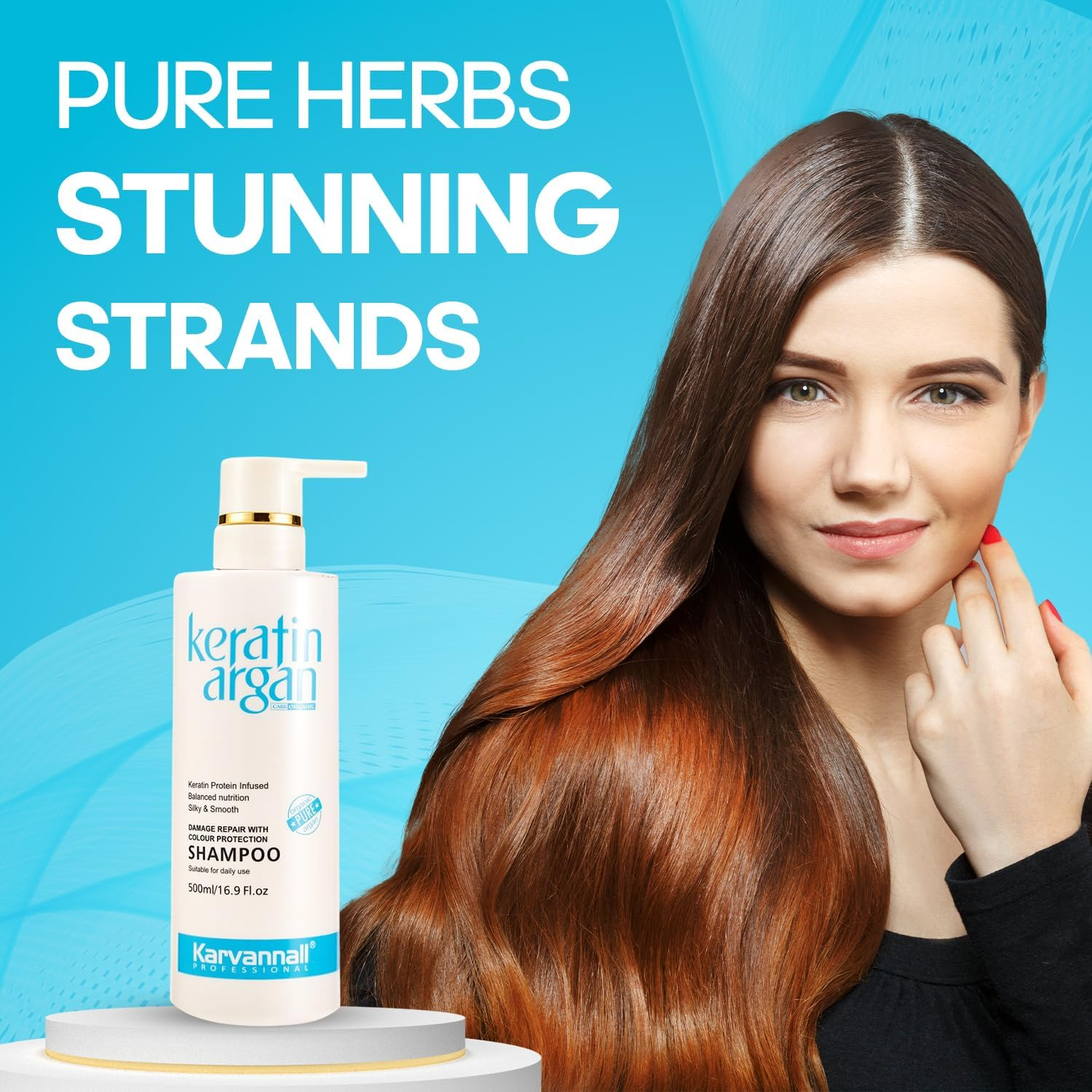 Professional Keratin Shampoo with Argan Oil 16.9Oz &ndash; Damaged Hair Shampoo, Damage Repair, Anti-Hair Loss, Silky Smooth, Sulfate & Paraben Free, for All Hair Types - 500Ml image number 5