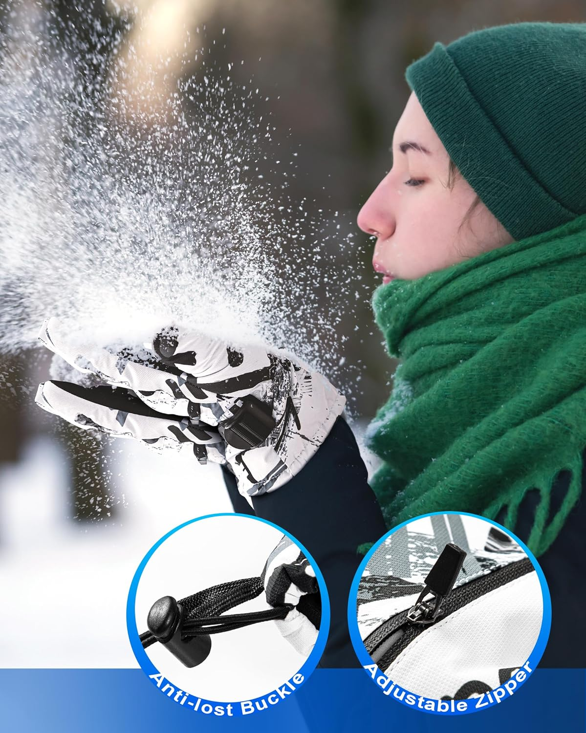 Winter Ski Gloves - 5-Finger Waterproof Winter Gloves, Snowboarding Gloves, Touchscreen Ski Gloves Men image number 6