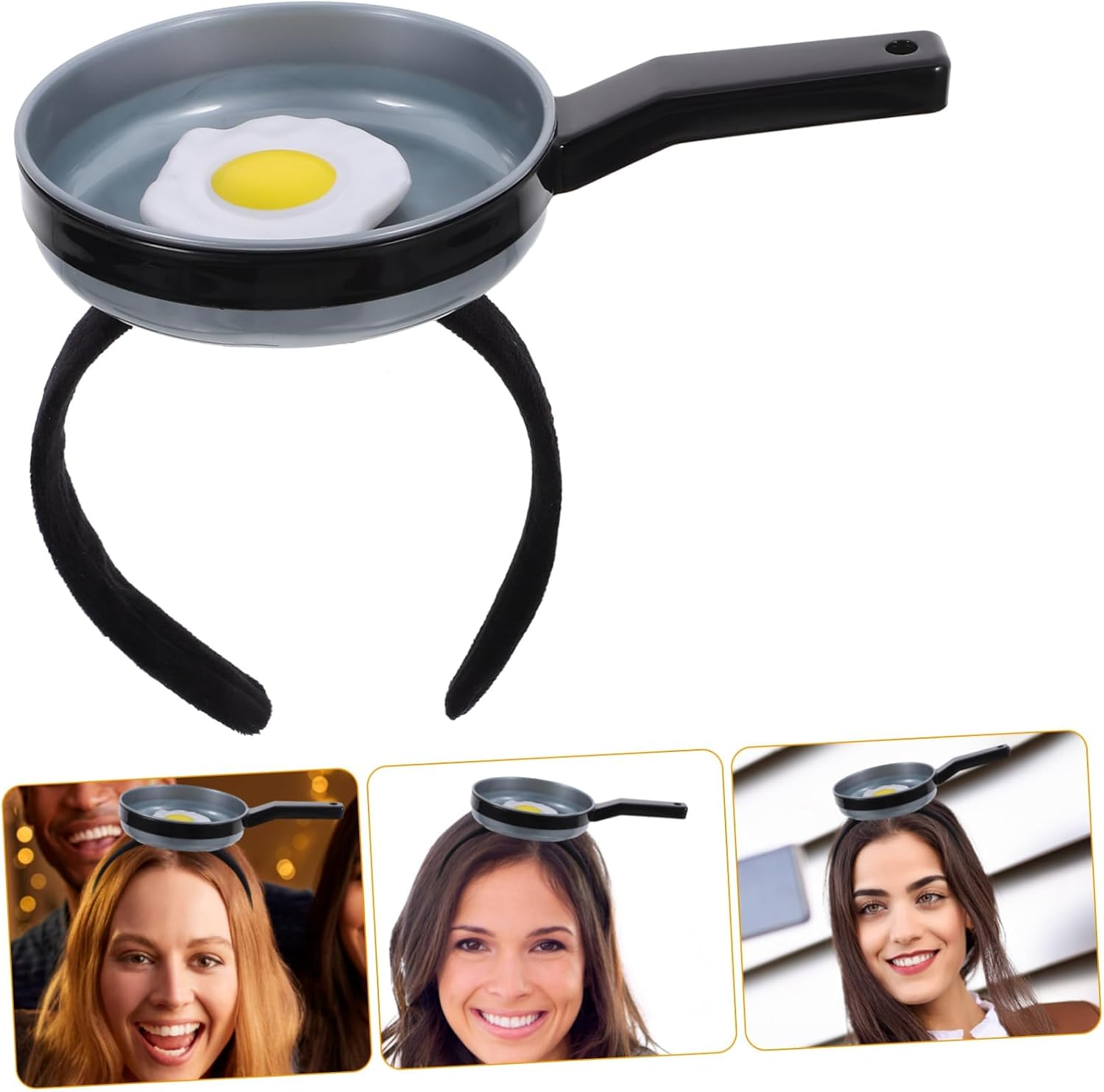 SZZLXYMT Funny Fried Egg Pot Headband, Pan and Egg Headband, Female Simulated Pot Headpiece image number 1