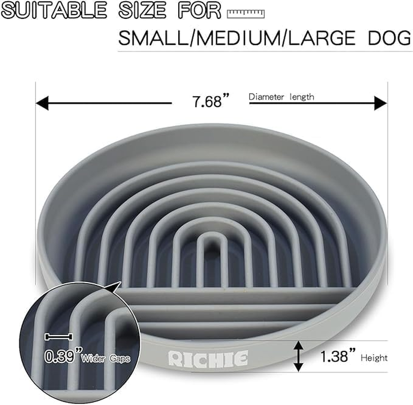 Dog Slow Feeder Bowl, Silicone Slow Feeder Dog Bowls for Healthy Eating,Puppy Slow Feeder Non-Slip Design Dishwasher Microwave Safe (Grey) image number 2