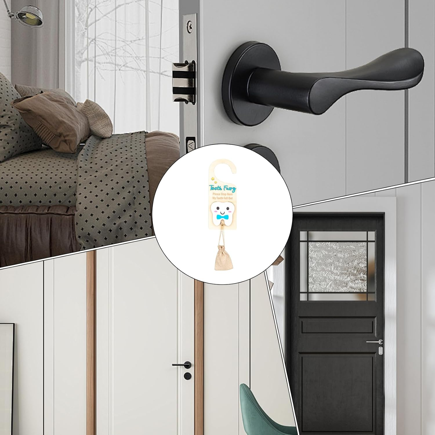 Tooth Fairy Door Hanger | Lost Teeth Pickup Box with Money Slot - Cute Souvenir, Wooden Keepsake Box for Home Collection Storage image number 2