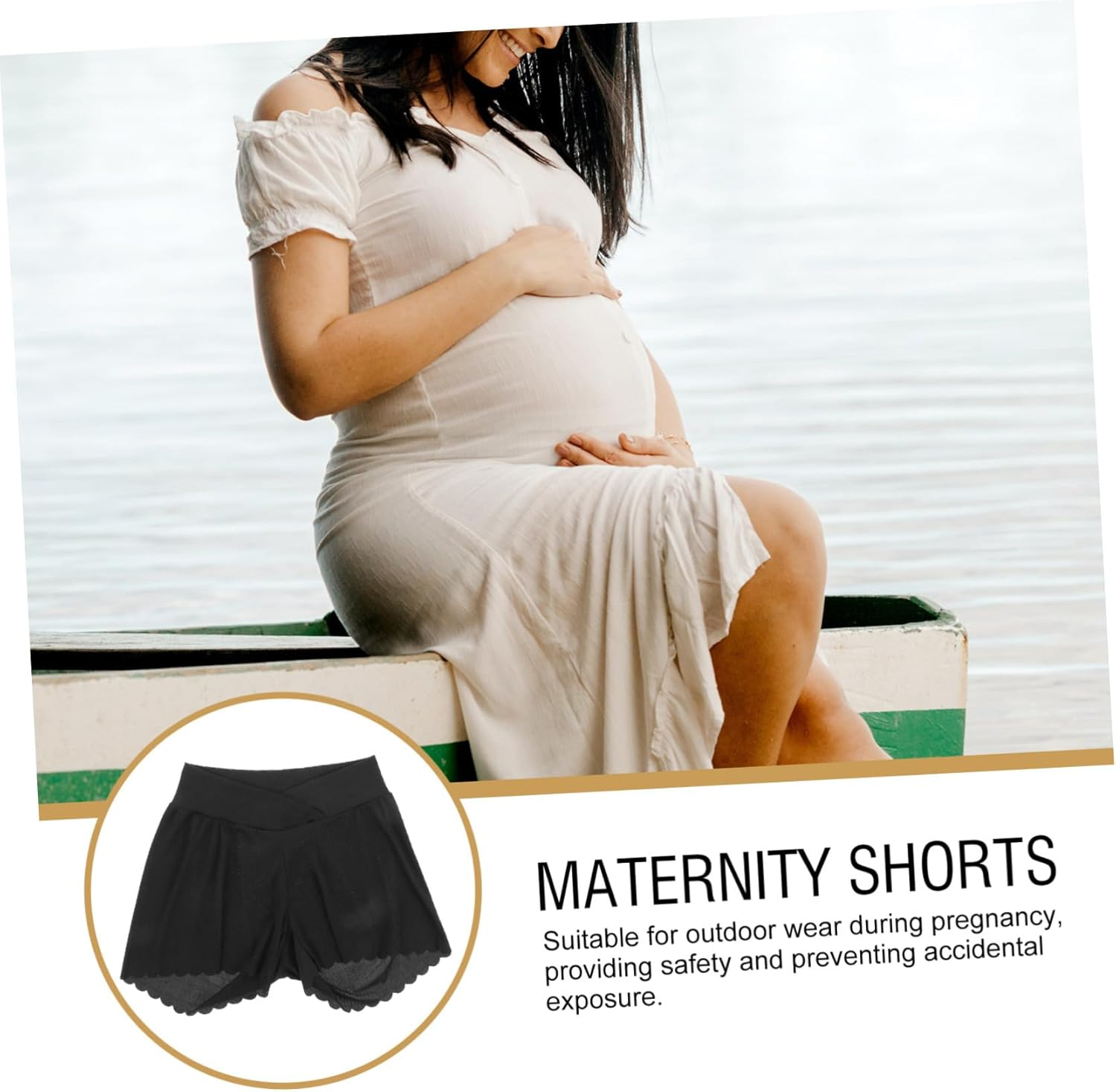 FOMIYES Loose Maternity Shorts over Belly Postpartum Shorts for Women Stretchy plus Pregnancy Pants Comfortable High Waist Support for Home and Outdoor Use Black