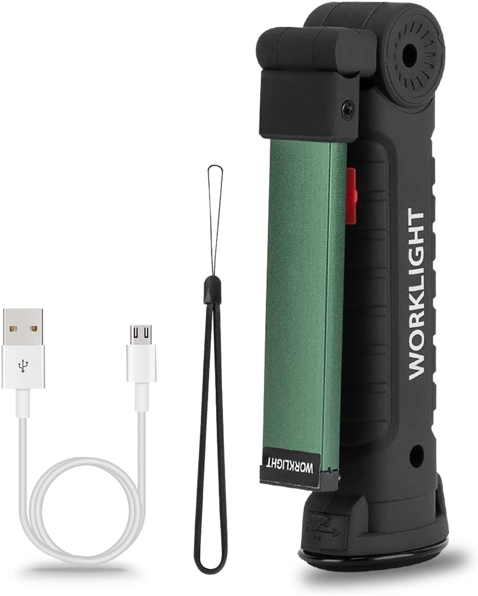 LED Rechargeable Work Light Flashlight Torch,Vagocom USB Portable COB Bright Inspection Lamp,Small Lantern with Magnetic Base for Mechanic Tools,Mechanic,Camping,Emergency,Workshop(1 Pack)