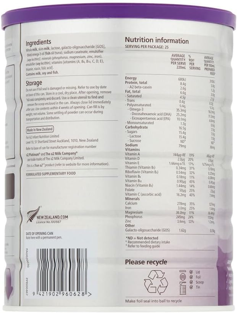 A2 Platinum Premium Junior Milk Drink Stage 4 beyond 3 Years 900G