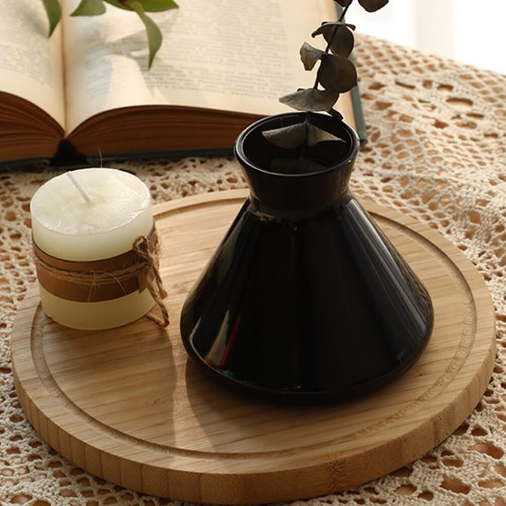 TEHAUX Glass Diffuser Bottle - Minimalist Empty Fragrance Container - Essential Oil Diffuser Jar for Home Office Replacement DIY Perfume Jars Black