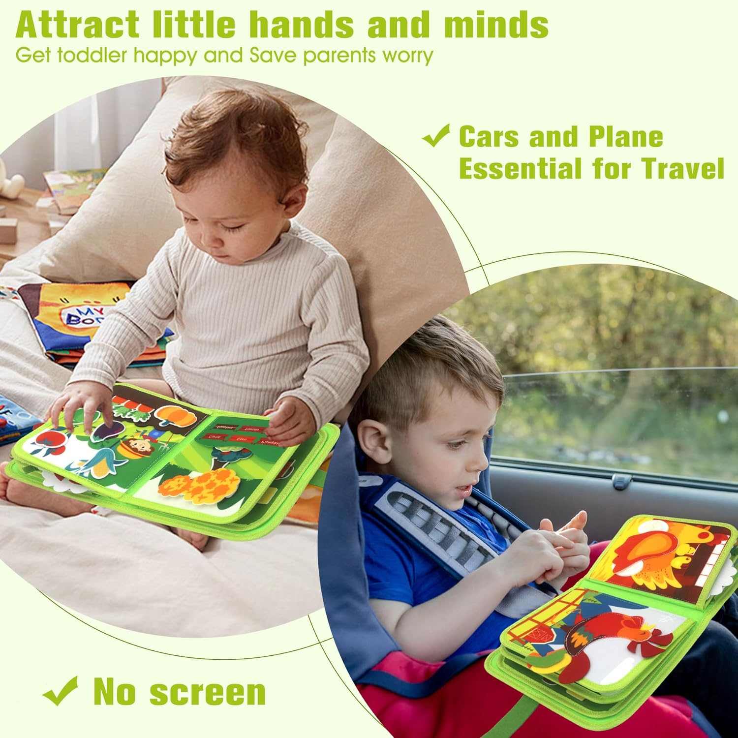 SAYHALO Farm Busy Book for Toddlers 3+, Montessori Toys Busy Board for 3+ Years Old Boys Girls, Travel Toys Quiet Activity Book with Life Skills, Cognition, Sorting, Matching image number 3