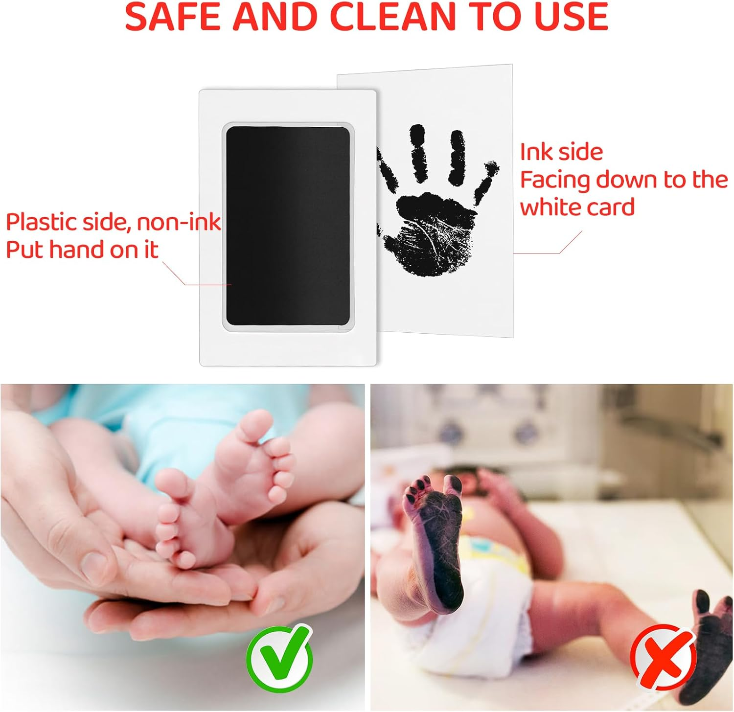 4 Pieces Baby Ink Pad Surprising Baby Happiness Baby Wish List Clinic Bag Birth Mum Set Paws Picture Frame 12 Months Pregnancy Milestones My First Year Baby Dog Cat (4 Black image number 5