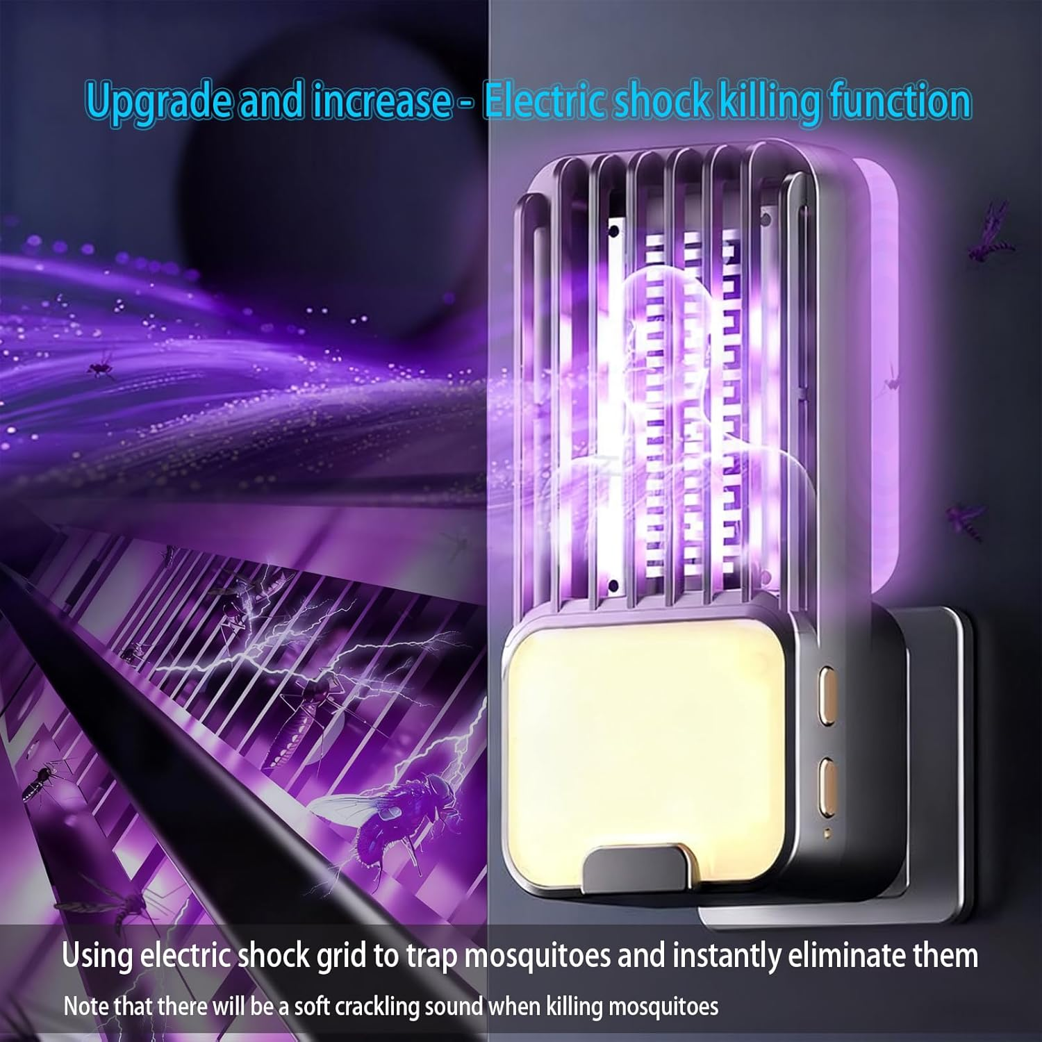 Mosquito Zapper,Usb Plug Fly Zapper Flying Insect Trap for Flies, Fruit Flies, Moths & Gnats,Bug Zapper Indoor UV Attractant Stick Gnat Trap Catcher&Adjustable Night Light&5Pcs Adhesive Cards image number 6