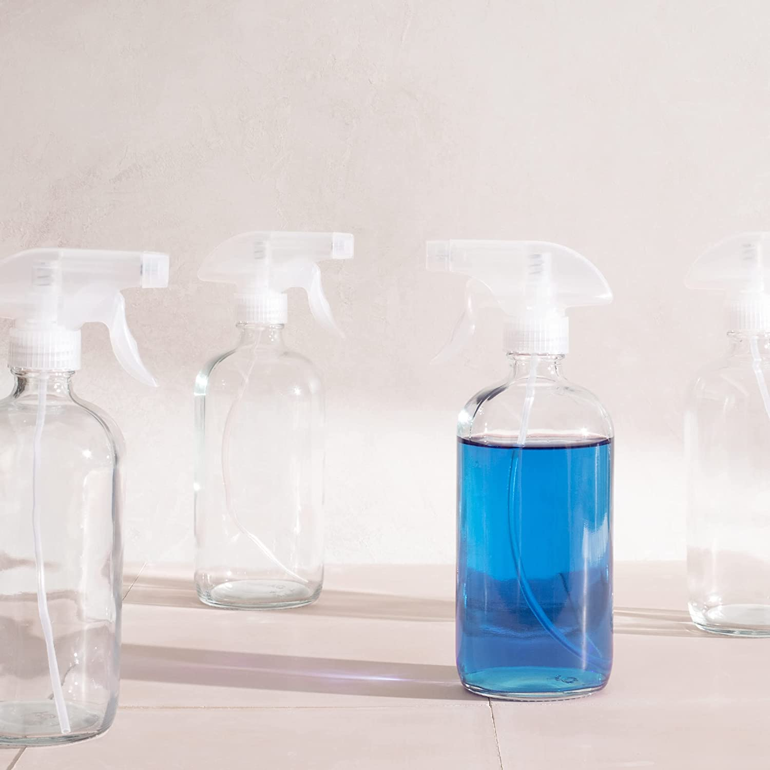 Youngever 4 Pack 480Ml Empty Glass Spray Bottle,16 Ounce Clear Glass Spray Bottle for Essential Oils with Extra Durable Trigger Sprayers image number 4