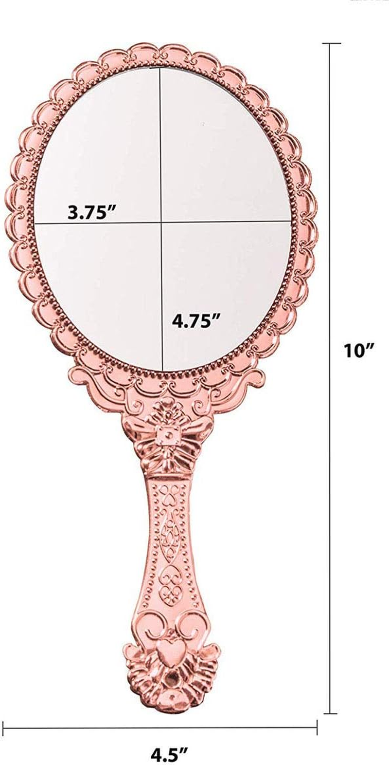 Handheld Vanity Makeup Mirror Decorative Vintage Cosmetic Mirror Hand Held Travel Mirrors - Black image number 6