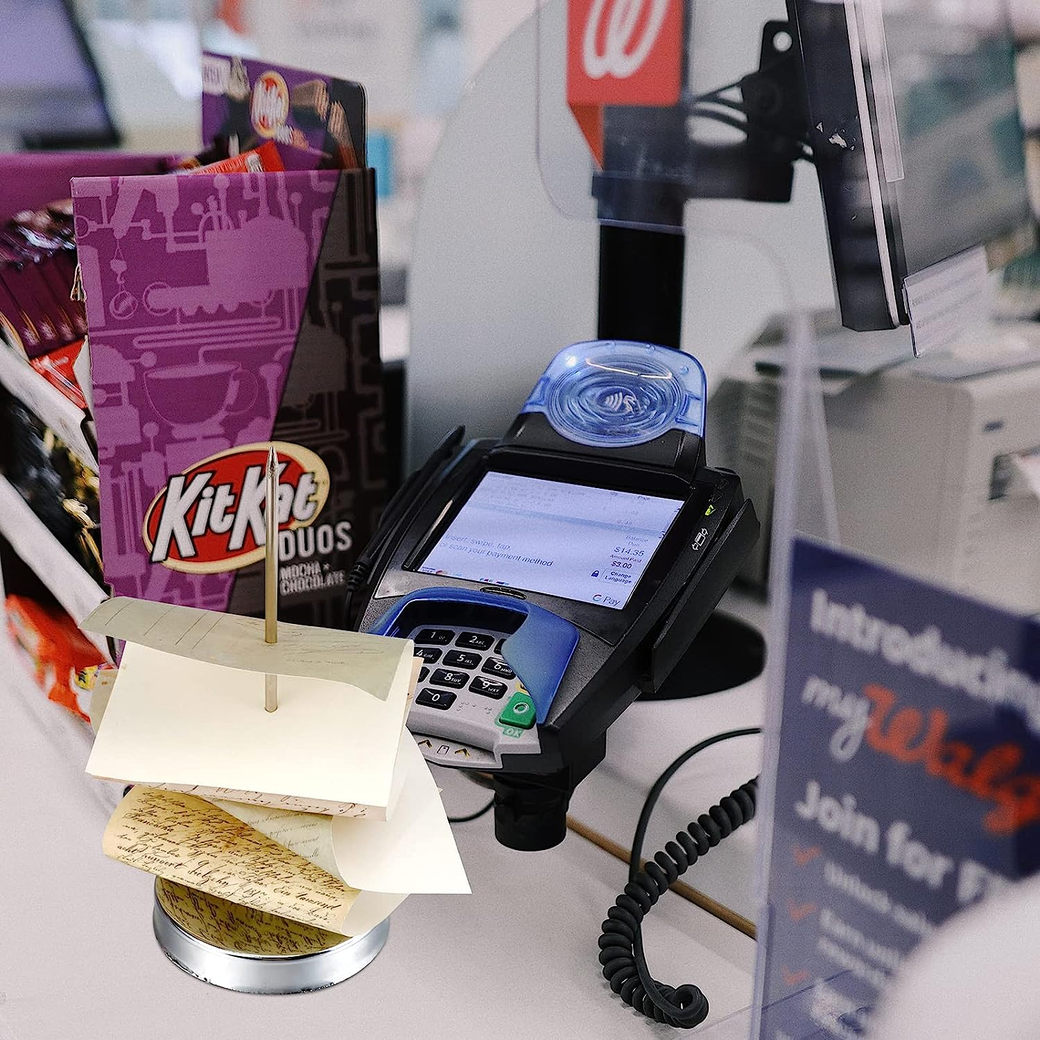 3 Pcs Receipt Holder Spike for Desk, Stainless Steel Ticket Stabber for Restaurant, Straight Rod Bill Fork, Paper Note Spike Stick, Memo Holder Stand for Office, Metal Bills Check Spindle image number 5