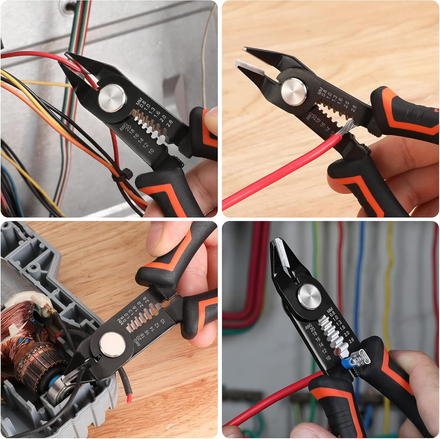 Valuemax Wire Stripper and Cutters, 10-22 AWG Wire Stripper, Spool Cutter with Safety Lock and Curved Bevel Edge, Diagonal Side Cutters for Electronics, Jewelry, 3D Printing and Crafts image number 2