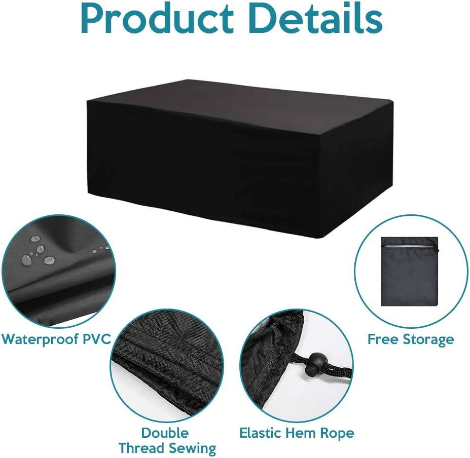 Valuehall Patio Furniture Cover Rectangular Patio Table Cover 420D Oxford Fabric Outdoor Furniture Cover for Table Chair Seat Lounge Porch Sofa V1C02 (84'' X 52'' X 29'') image number 1