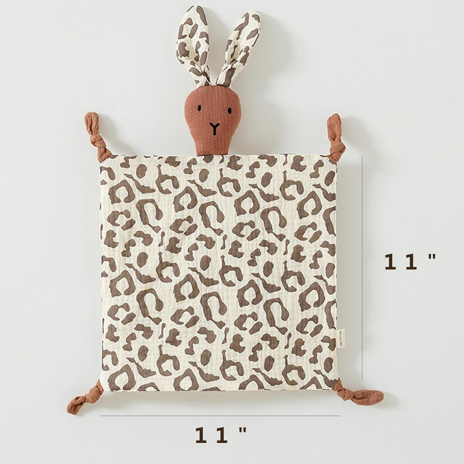 Lovey Blanket for Boys and Girls, Organic Cotton Muslin Security Blanket for Babies, Soft Breathable Lovie Soothing Towel for Newborn and Infant (Brick Red| Bunny) - Brown| Star  Moon image number 1