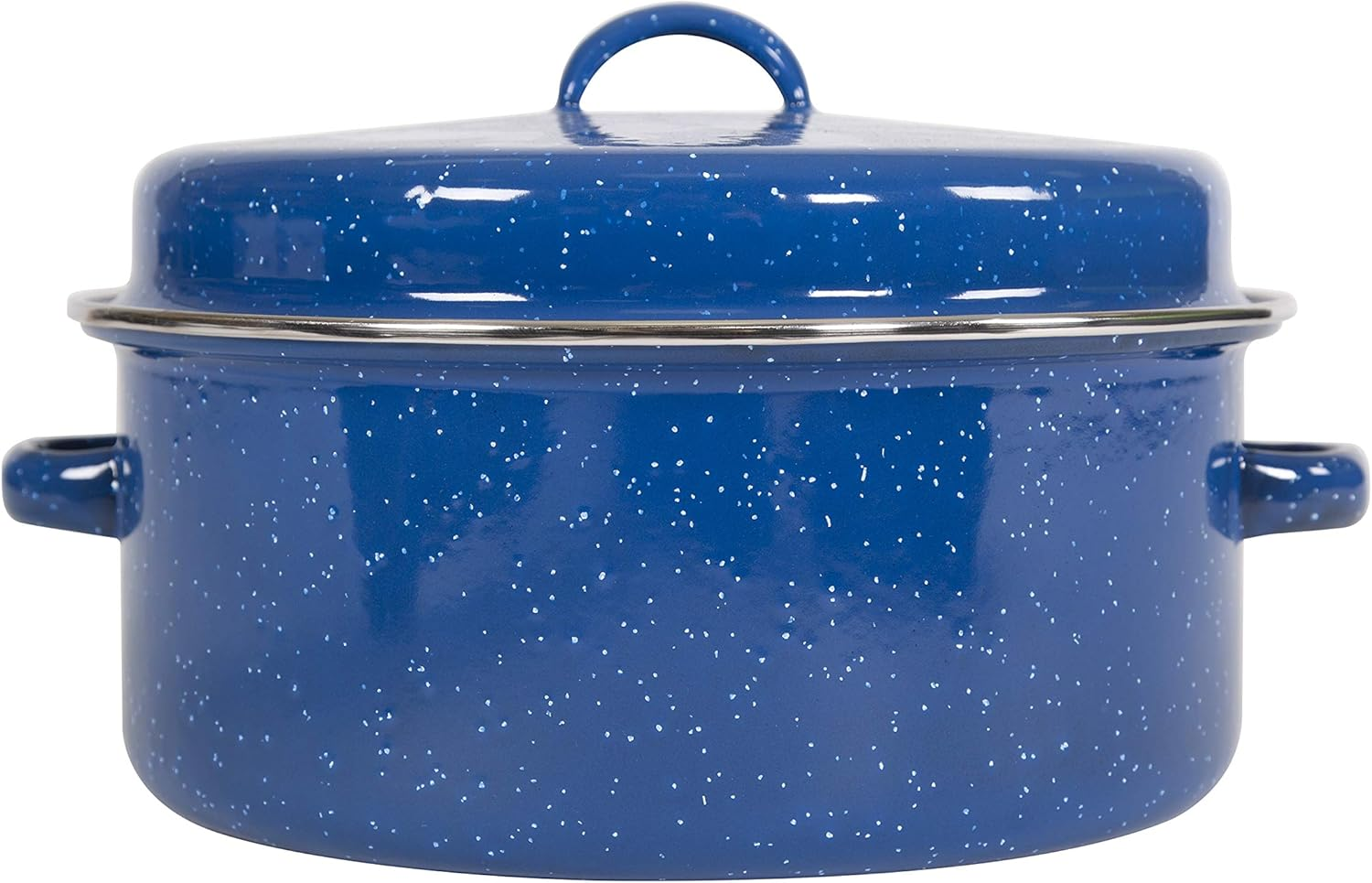 Stansport Enamel Cook Pot with Lid, 5 Quart, Blue/White image number 1