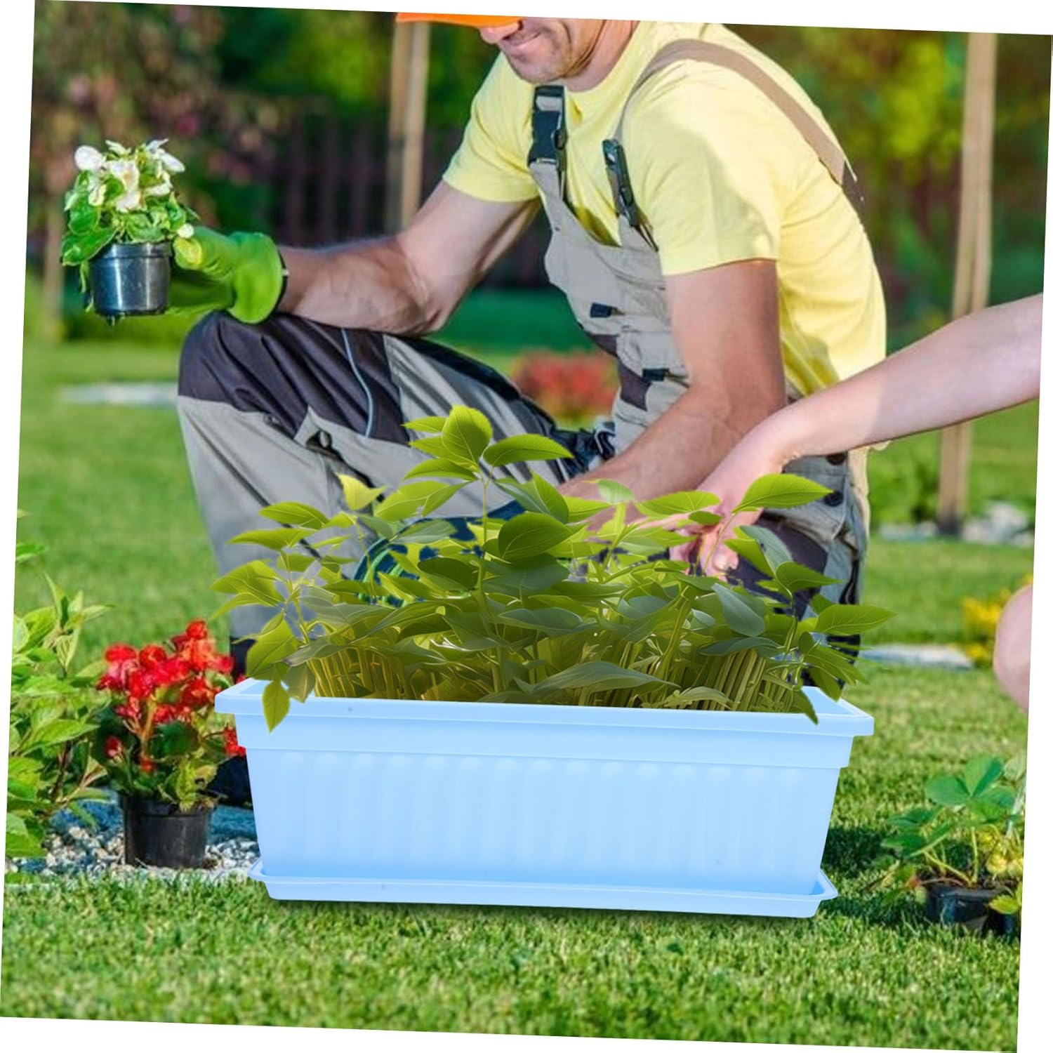 BCOATH 2Pcs Resin Plant Pots Saucer for Indoor Gardening and Orchid Shape for Balcony and Home Decor image number 1