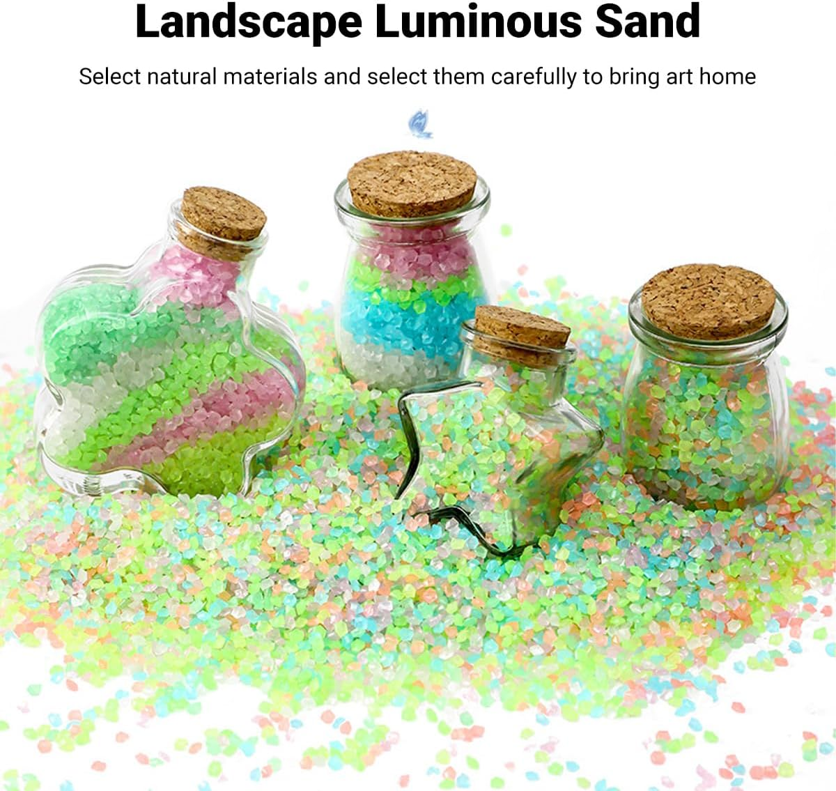 250G Pack Glow-In-The-Dark Luminous Sand Particles - Fluorescent Micro Landscape Gravel for Aquariums and Decorations, 3-5Mm, Natural Resin - Blue image number 6