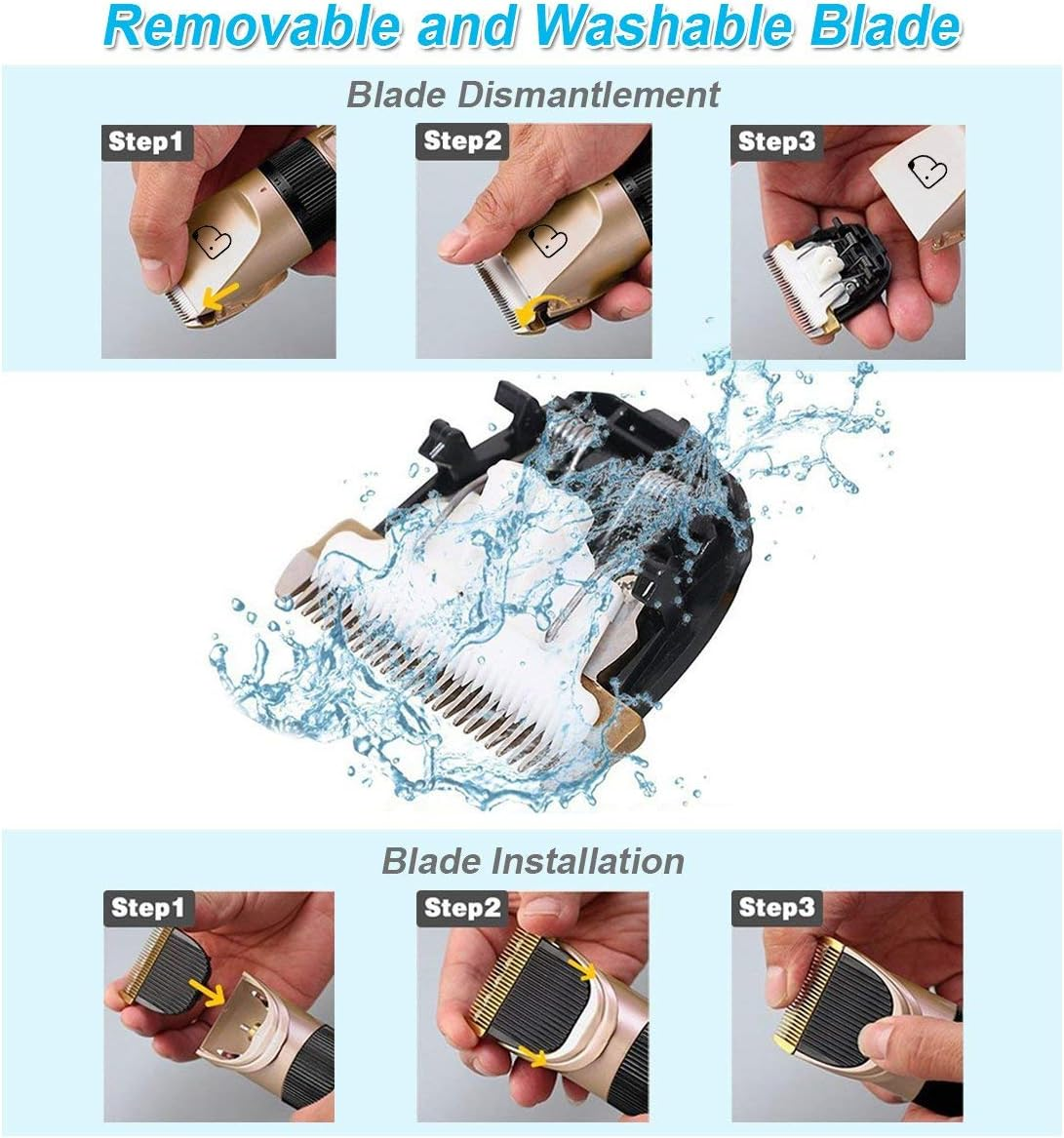 Esynic Pet Dog Clipper Grooming Trimmer Professional Animal Electric Hair Cutter Shaver Kit with 4 Combs Titanium Fixed Knife Prevent Skin Allergies Low Noise Gold and Black image number 5