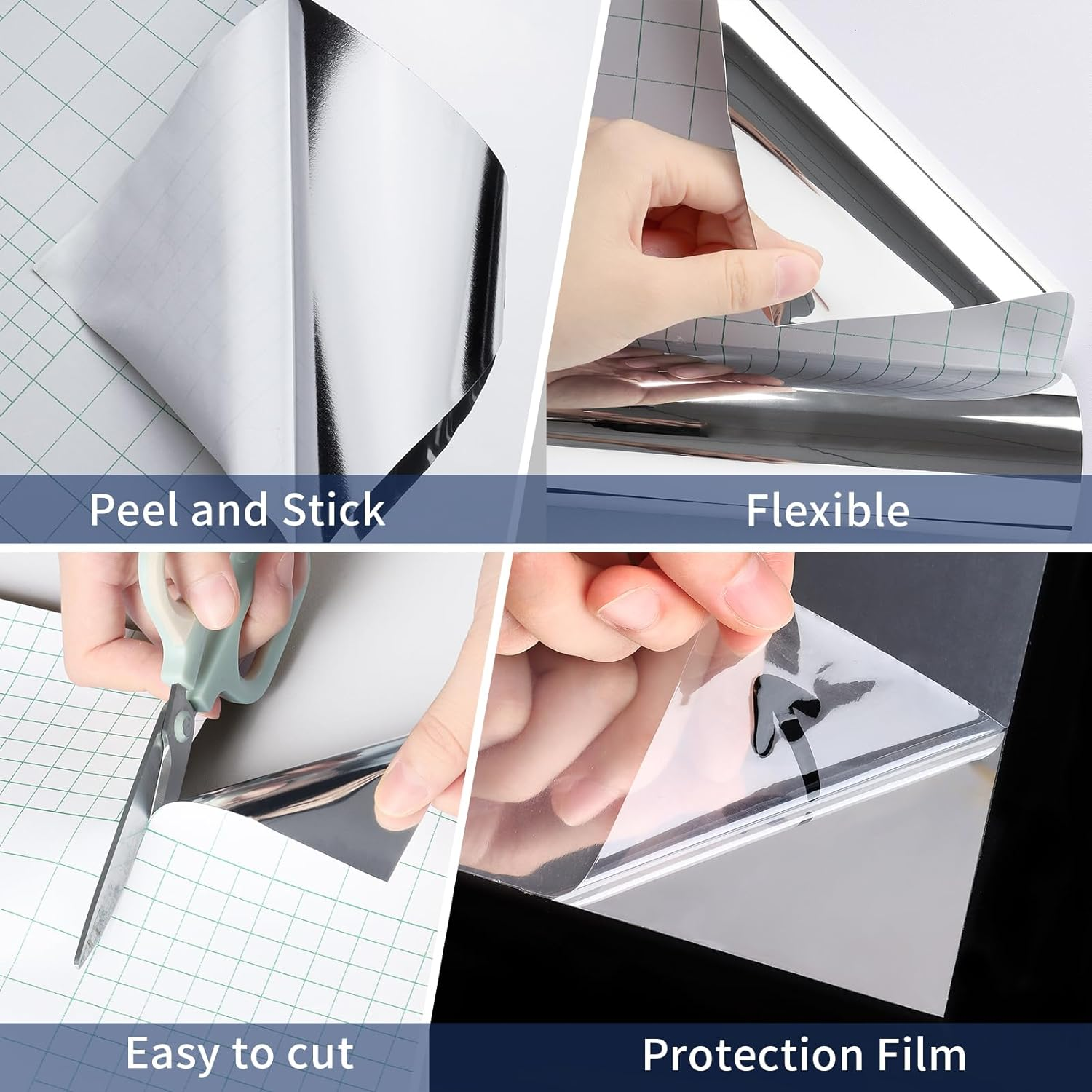 WESTICK Mirror Sticker for Walls Self Adhesive Mirror Contact Paper Peel and Stick Vinyl Mirror Wallpaper Stickers for DIY Home Decor Bedroom Door Cabinets Craft Countertops Dresser 15.75" X 80" image number 2