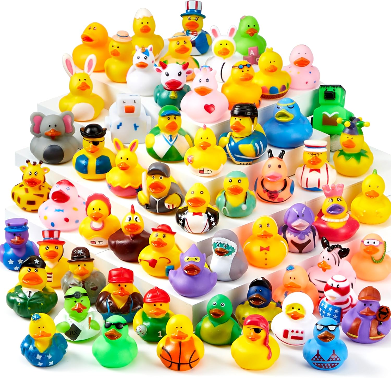 JOYIN 30 Pcs Rubber Ducks, Random Assortment Ducks Bulk with Mesh Carry Bag, Mini Rubber Duckies for Toddler Baby Bath Toys, Kids Bath Pool Toys Birthday Gifts Party Favors image number 3
