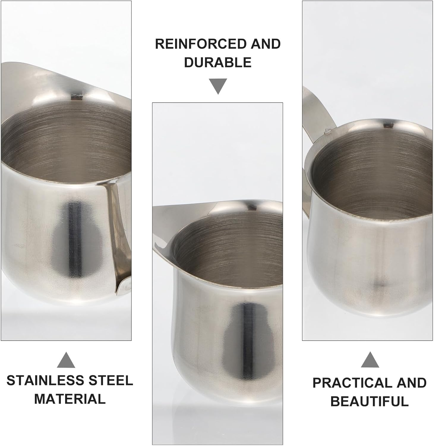 TEHAUX Stainless Steel Milk Pitcher 50Ml Coffee Frothing Cup Sturdy Mocha Creamer Jug for Household Espresso and Latte Art image number 2