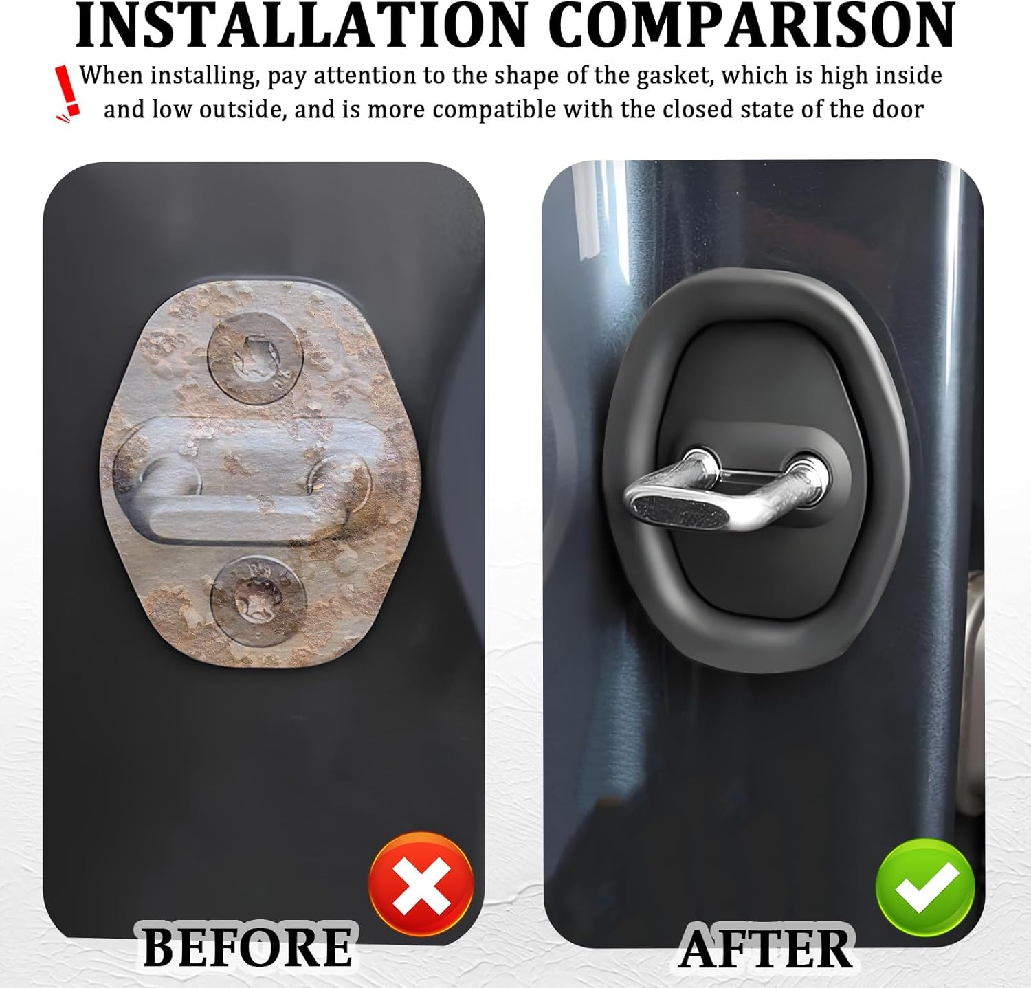 4PCS Upgraded Car Door Latch Guard Cover, Silicone Black Car Door Lock Cover for Noise Reduction, Universal Fit, 3.65 X 2.80 In image number 1