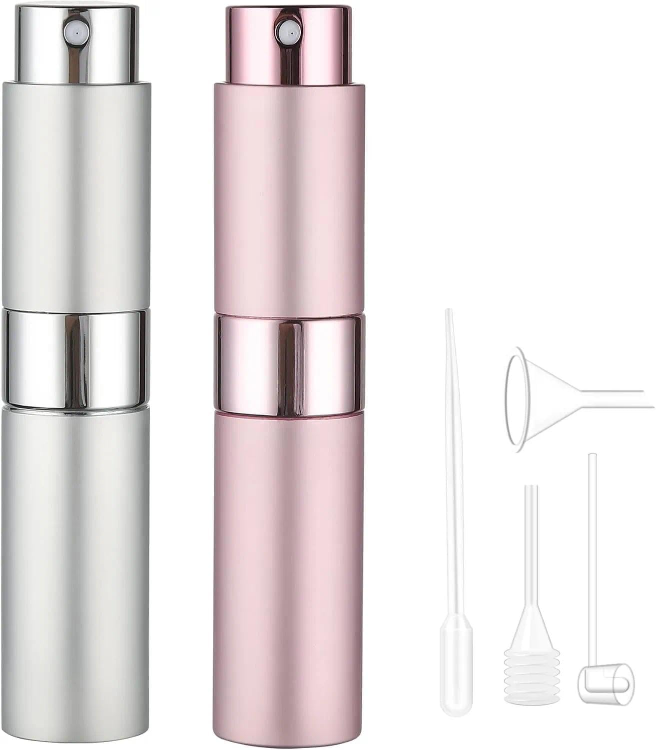 Small Spray Bottle Refillable 8 Ml Mini Perfume Atomizer &ndash; Aluminium Shell and Glass Inner Container, TSA Carry-On Approved Travel Size Empty Small Spray Bottle 2 Pack(Pink&Silver) &ndash; Ruibex image number 3