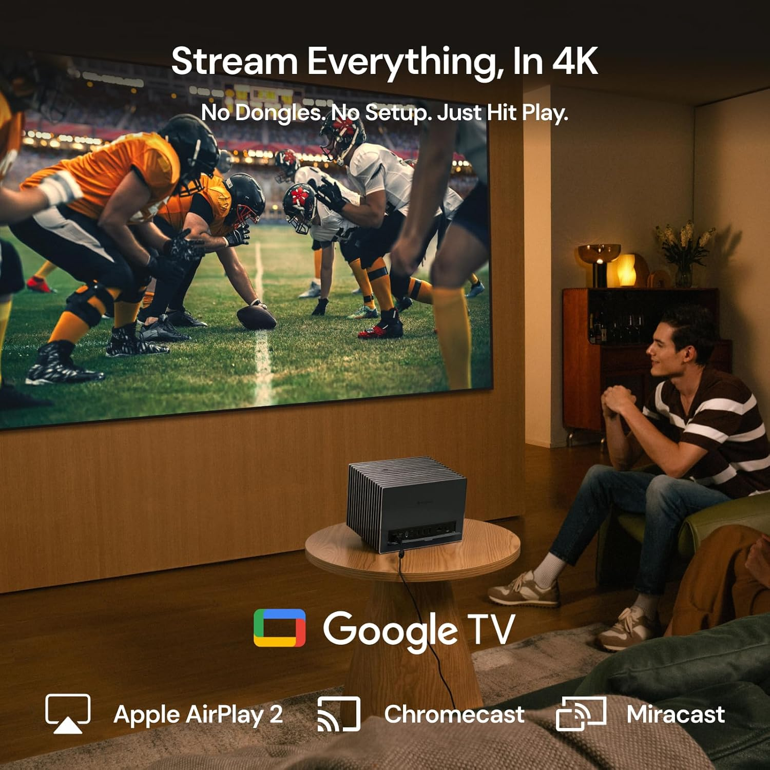 Valerion Visionmaster Pro2 Triple Laser Projector 4K,15000:1 Contrast, 0.9-1.5X Optical Zoom, 2X Multitasking Power, IMAX, HDR10+, GTV, 4Ms Lag-Free Gaming, 3000 ISO Lumens, 3-Way Voice Control image number 2