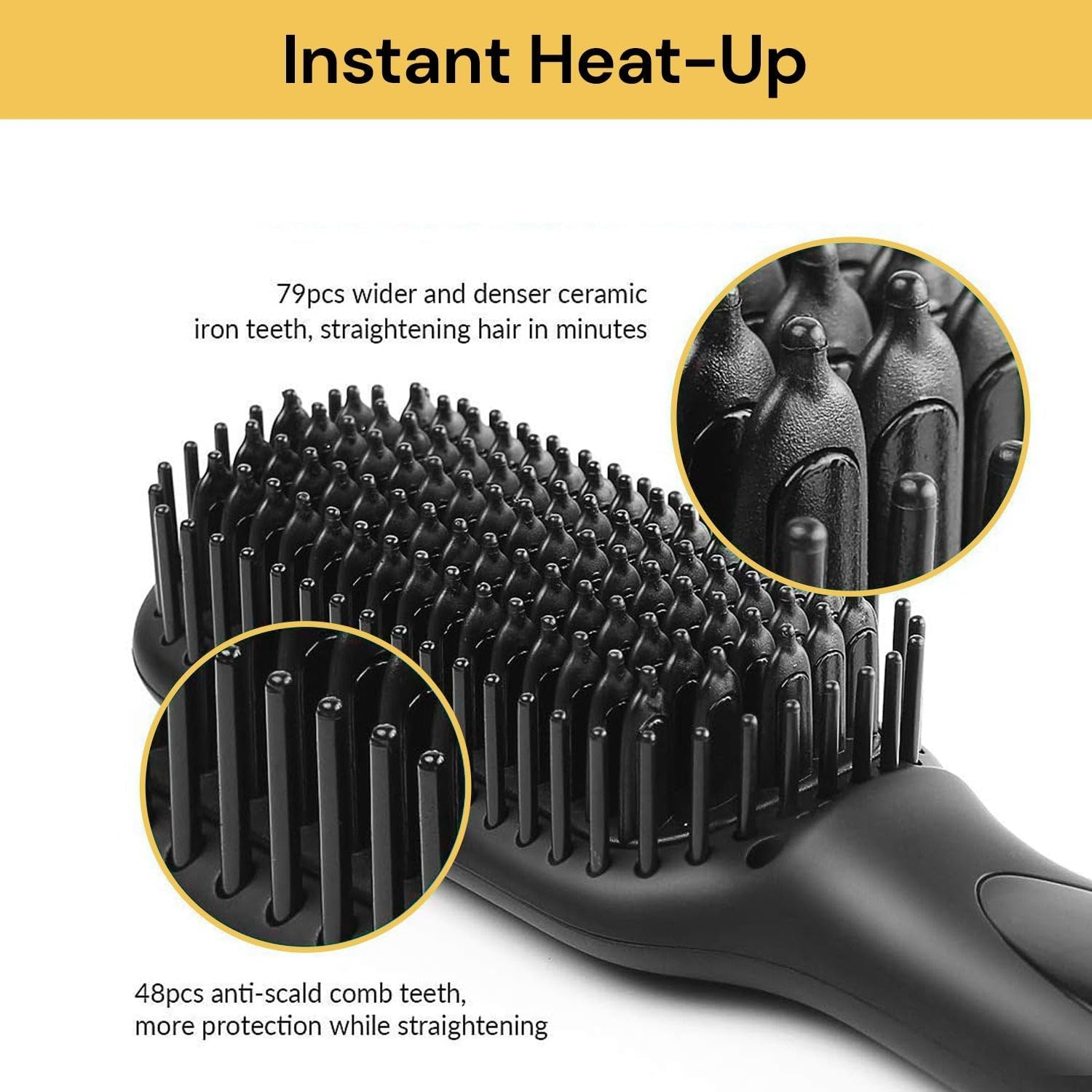 Spendeal Hair Straightener Brush Ceramic Heating, 3 in 1 Ionic Straightener with Built-In Comb, Auto Temperature Lock and Auto-Off Function, Anti-Scald, Hair Straightening That Reduces Styling Time image number 4