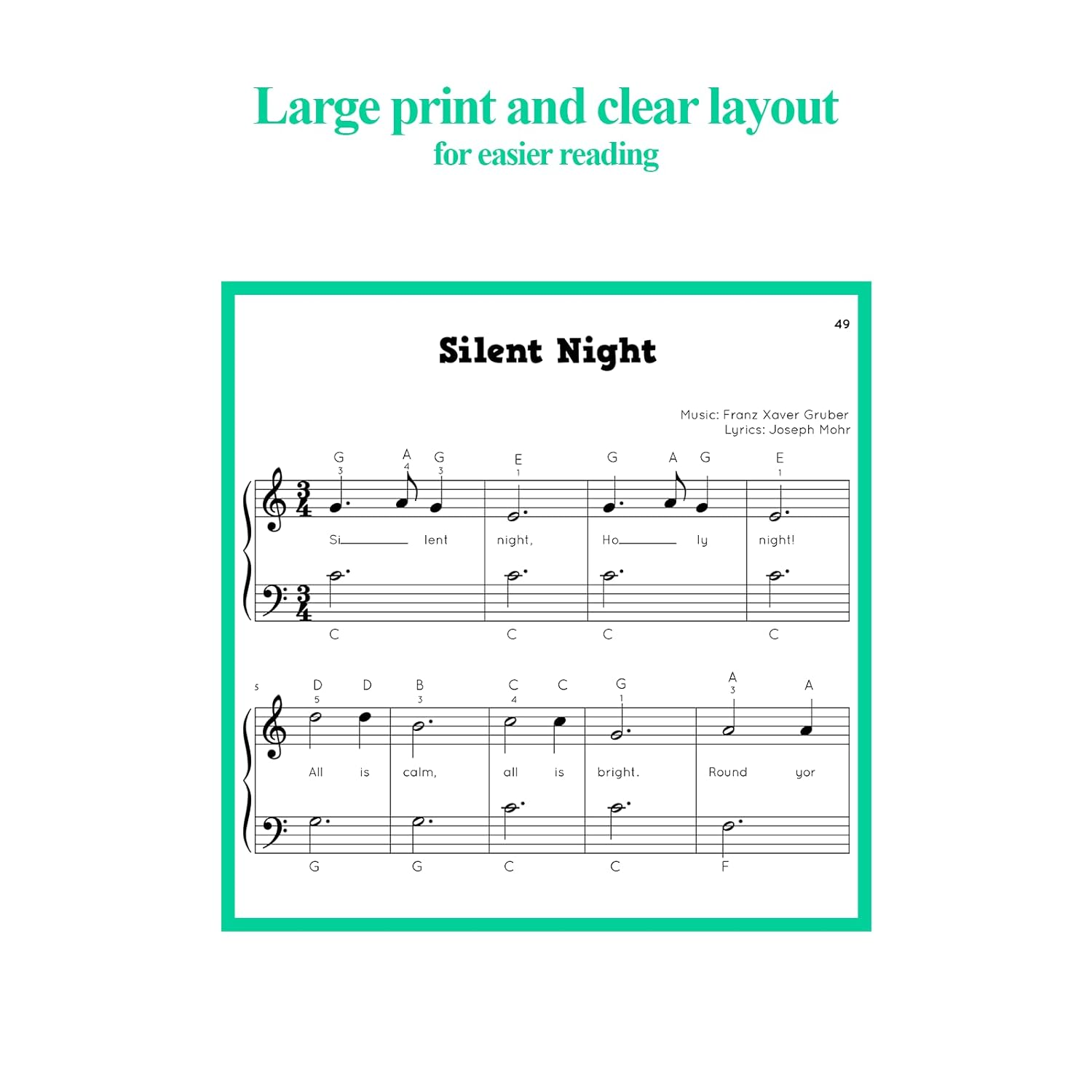 Christmas Carols for Piano. Beginner Christmas Sheet Music Book for Kids and Adults (+Free Audio) image number 3