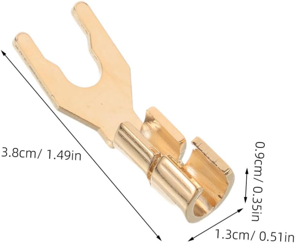 Toddmomy 2Pcs Speaker Connector Gold Plated Y Spade Plugs for Hifi Audio Amplifiers Home Theater Use Speaker Wire Cable image number 4