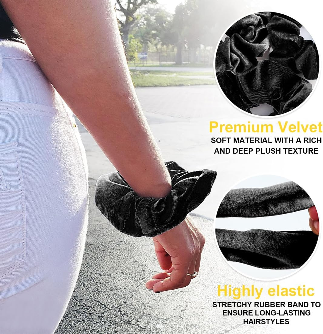 3 Pcs Velvet Scrunchie with Hidden Zipper Pocket, Velvet Scrunchies Hair Scrunchies with Hidden Zipper for Accessories, Small Items, Keys, Money image number 4