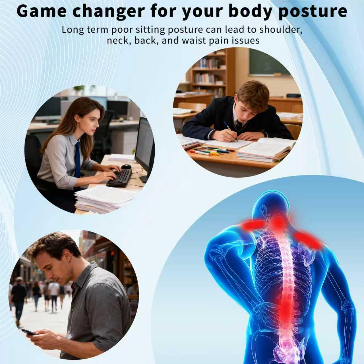 Posture Corrector, Adjustable Back Brace Posture Corrector, Shoulder Support - Breathable & Lightweight with Dual Aluminum Stays - Upper & Lower Back Pain Relief for Men and Women(Black, S)