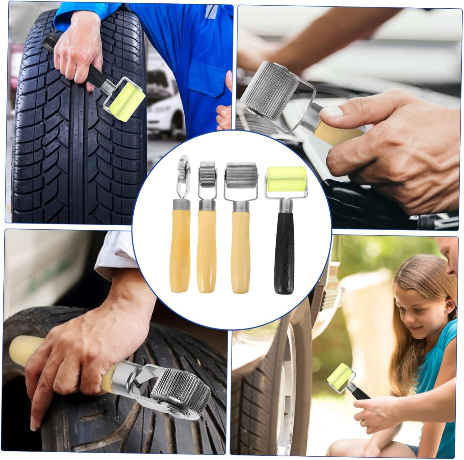 SEWOART 4Pcs Tire Repair Tools Sound Deadener Roller Car Noise Dampening Rollers Automotive Tire Pressing Wheel image number 3
