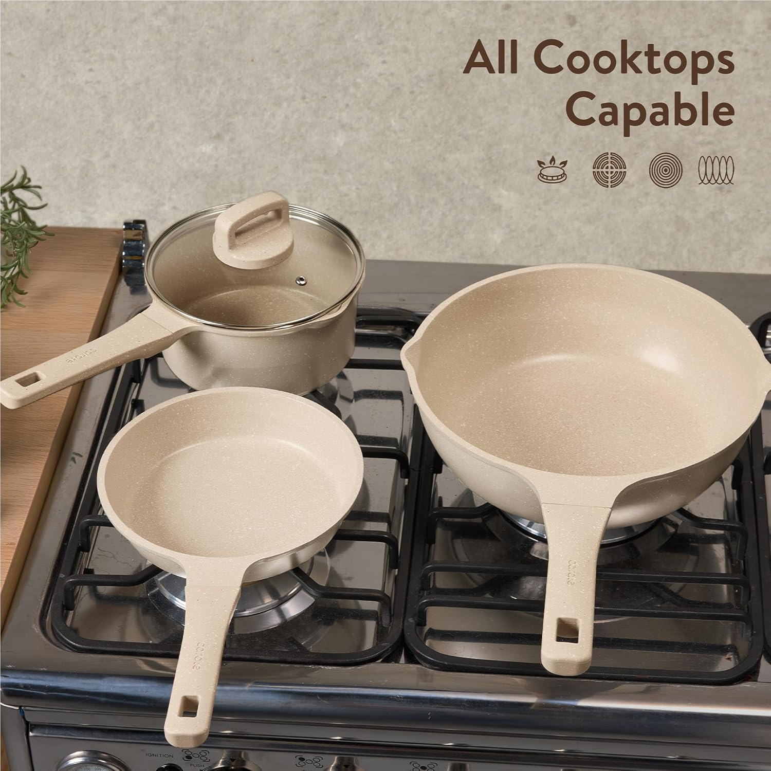 CAROTE Pots and Pans Set Nonstick, Cookware Set Non Stick, Induction Cookware Sets, Kitchen Cooking Set with Stay-Cool Handles, 10 Piece image number 5