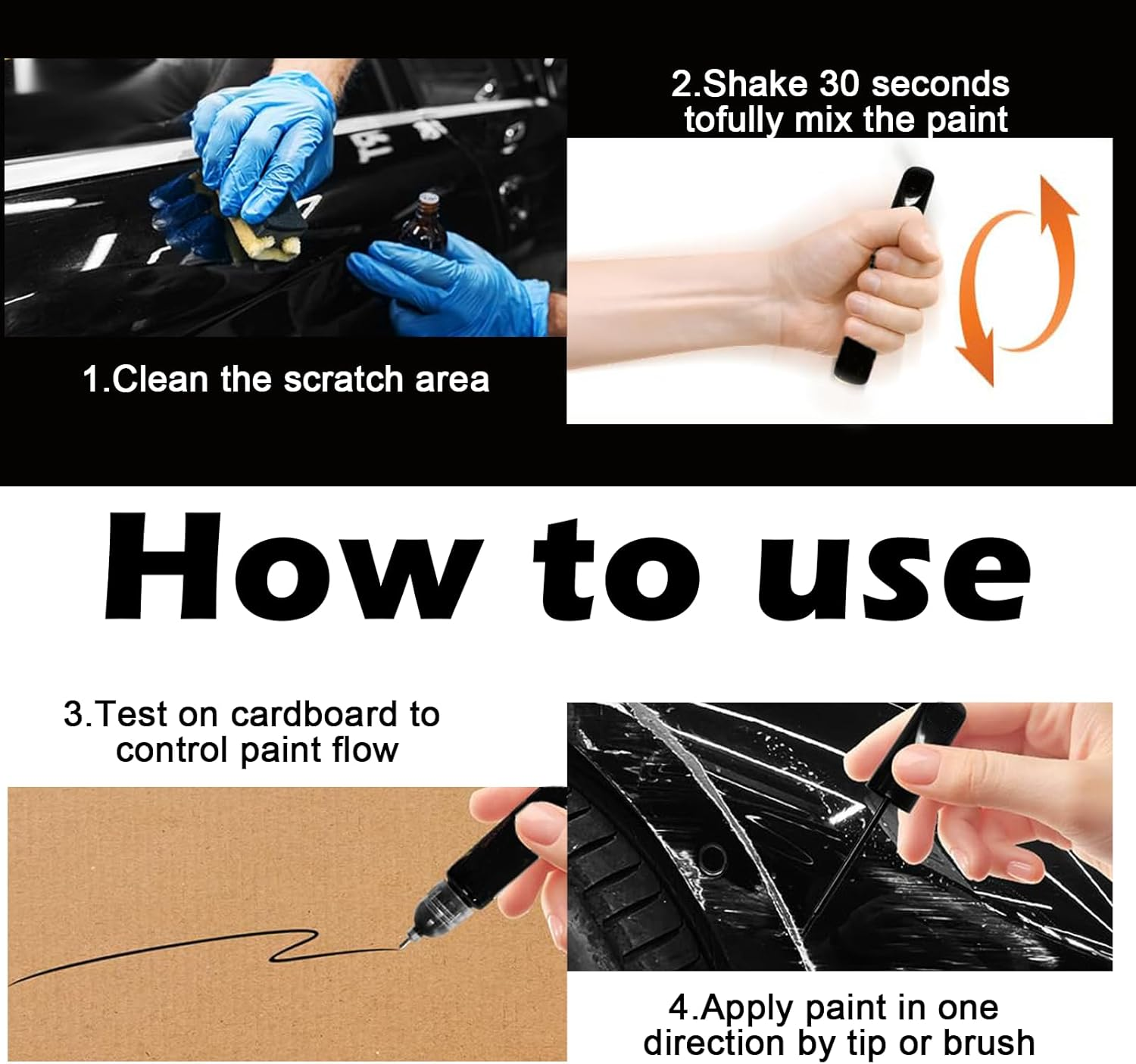 Jeyzuroa 2 Pack Car Scratch Remover Paint Pen, Quick and Easy Vehicle Scratch Repair Paint Fill Pen, Touch up Paint for Rims, Quick Scratch Repair Marker for SUV, Truck, RV, Minor Paint Damage（Black） image number 3