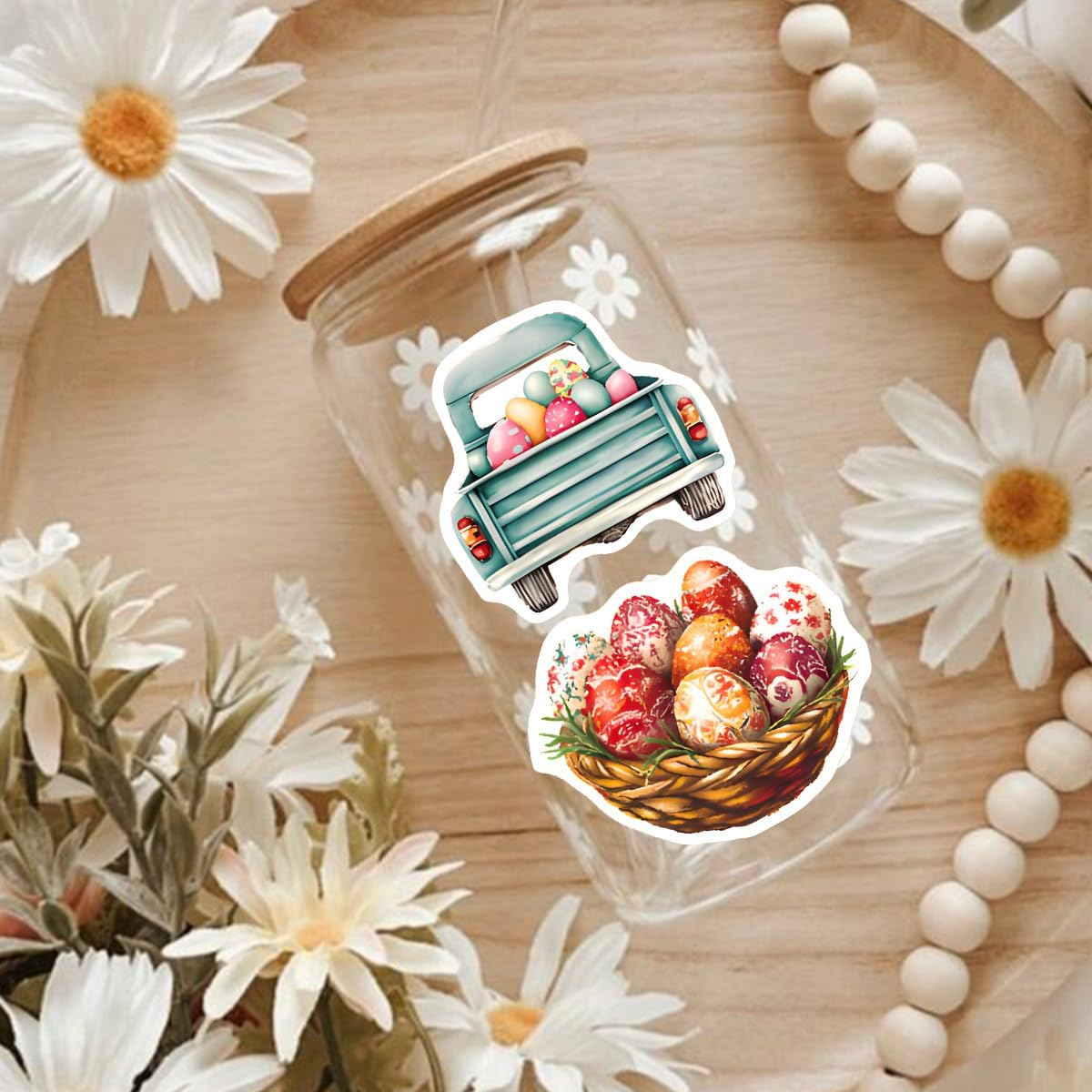 100Pcs Easter Stickers Pack - Bunny Rabbit Designs for Kids, Waterproof Scrapbook Stickers for Water Bottles, Journals, and DIY Crafts image number 1