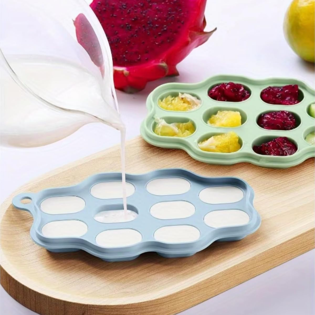 AIMALL 6 PCS Food Grade Silicone Ice Cube Tray, Bite Size Snack Molds for Fruits and Vegetables, Supplemental Feeding Accessory &ndash; Dimensions 6.2 X 3.6 Inches image number 5