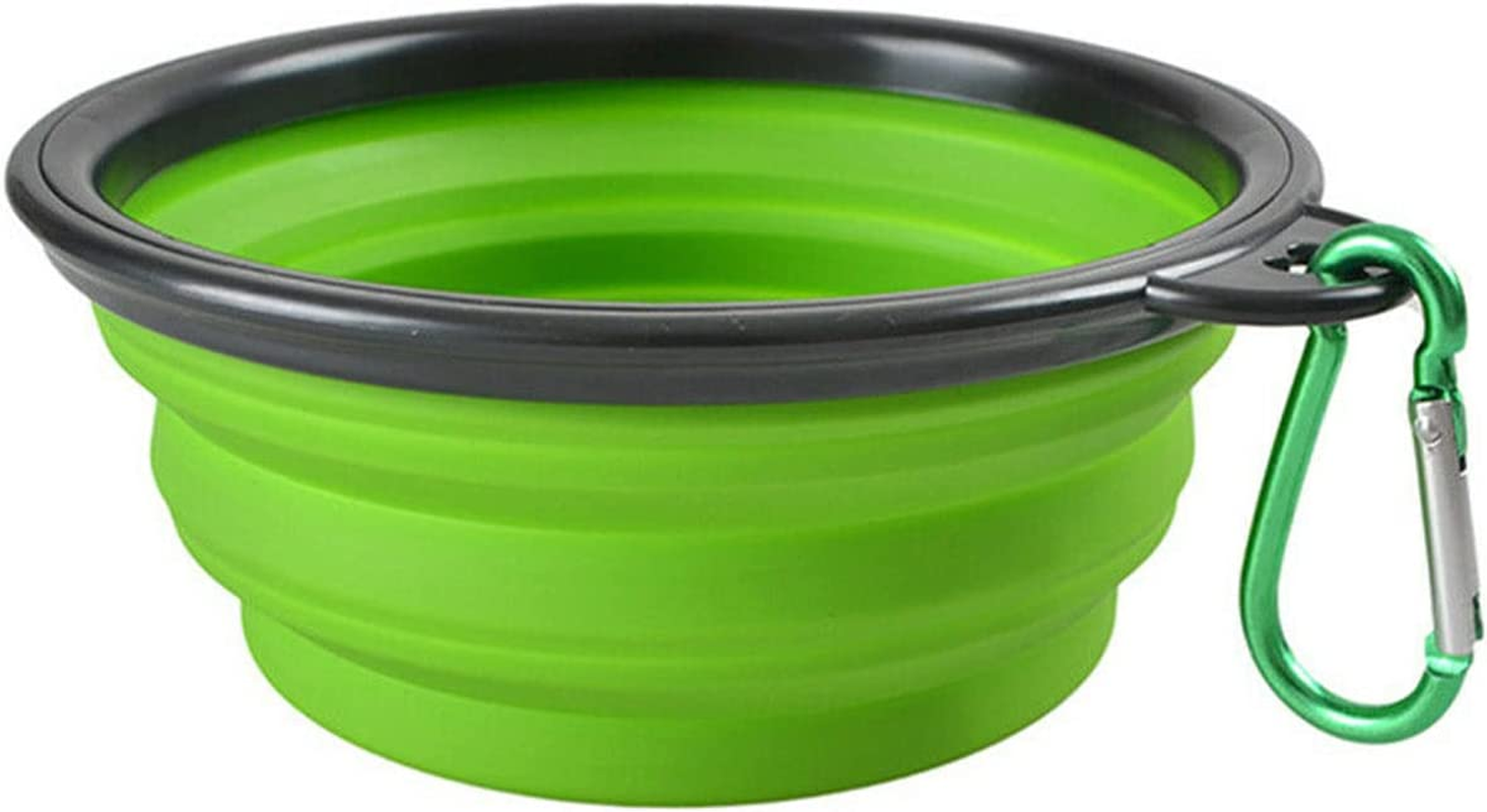 Yotsuba Dog Travel Bowl-Portable Collapsible Silicone Pet Bowl with Carabiner - Foldable Travel Dog Cat Food Water Dish for Camping, Hiking, Training (Purple)