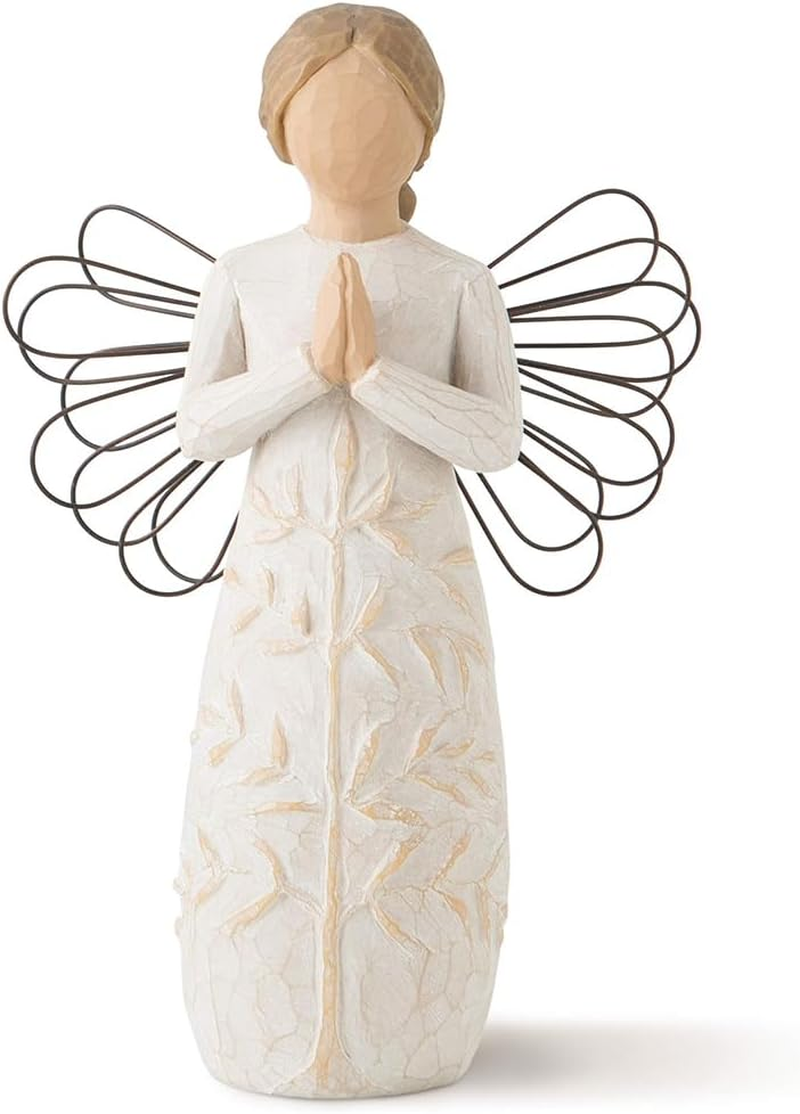 Angel Hugging Christmas Ornament, Willow Tree Friendship, Sculpted Hand Painted Figure, Home Decor for Men Women, Praying for Luck and Happiness (1, Worship) image number 4