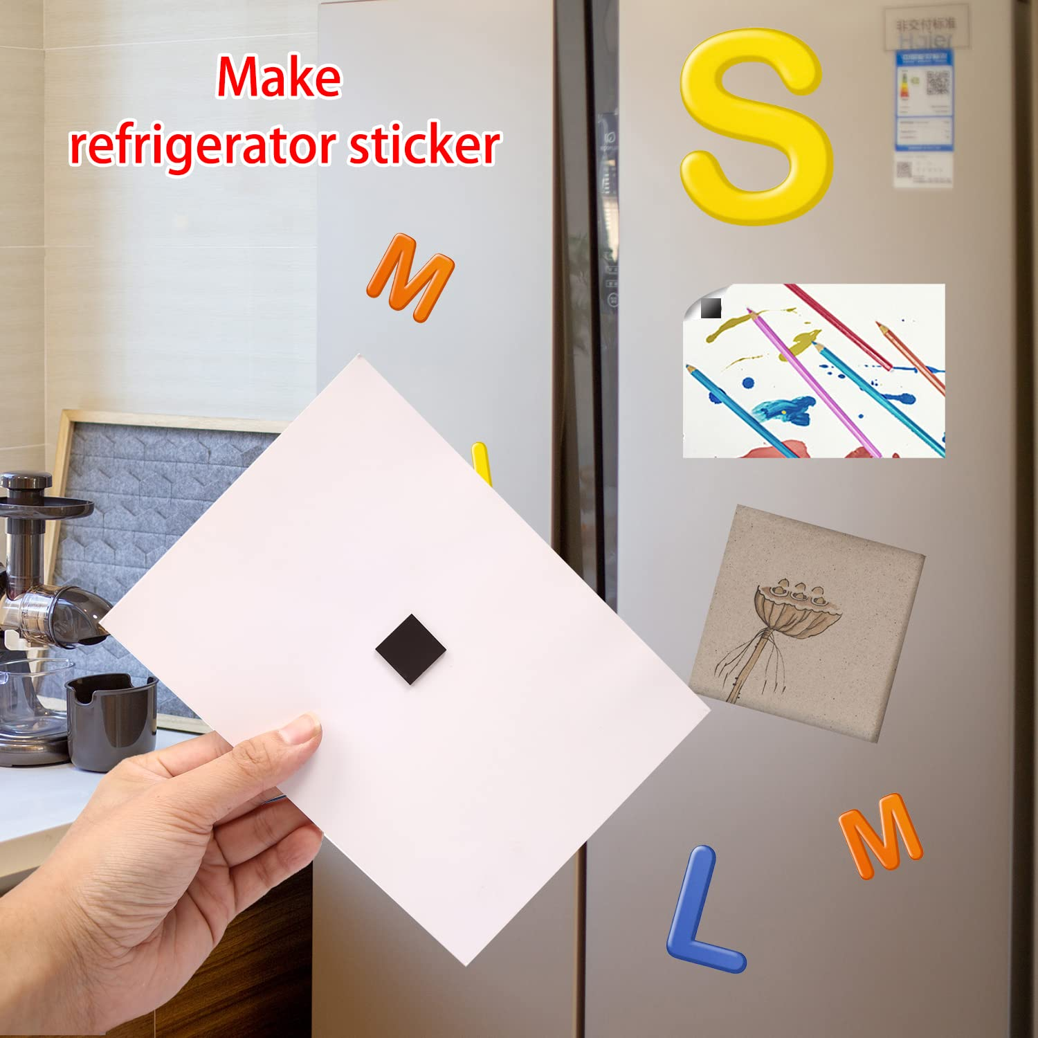 110Pcs Self Adhesive Magnets Squares Sticky Magnetic Strips Tapes Peel and Sticky Magnet Squares for DIY Craft, Fridges, Boards, School Art Projects, 4/5" X 4/5" X 0.08" image number 1