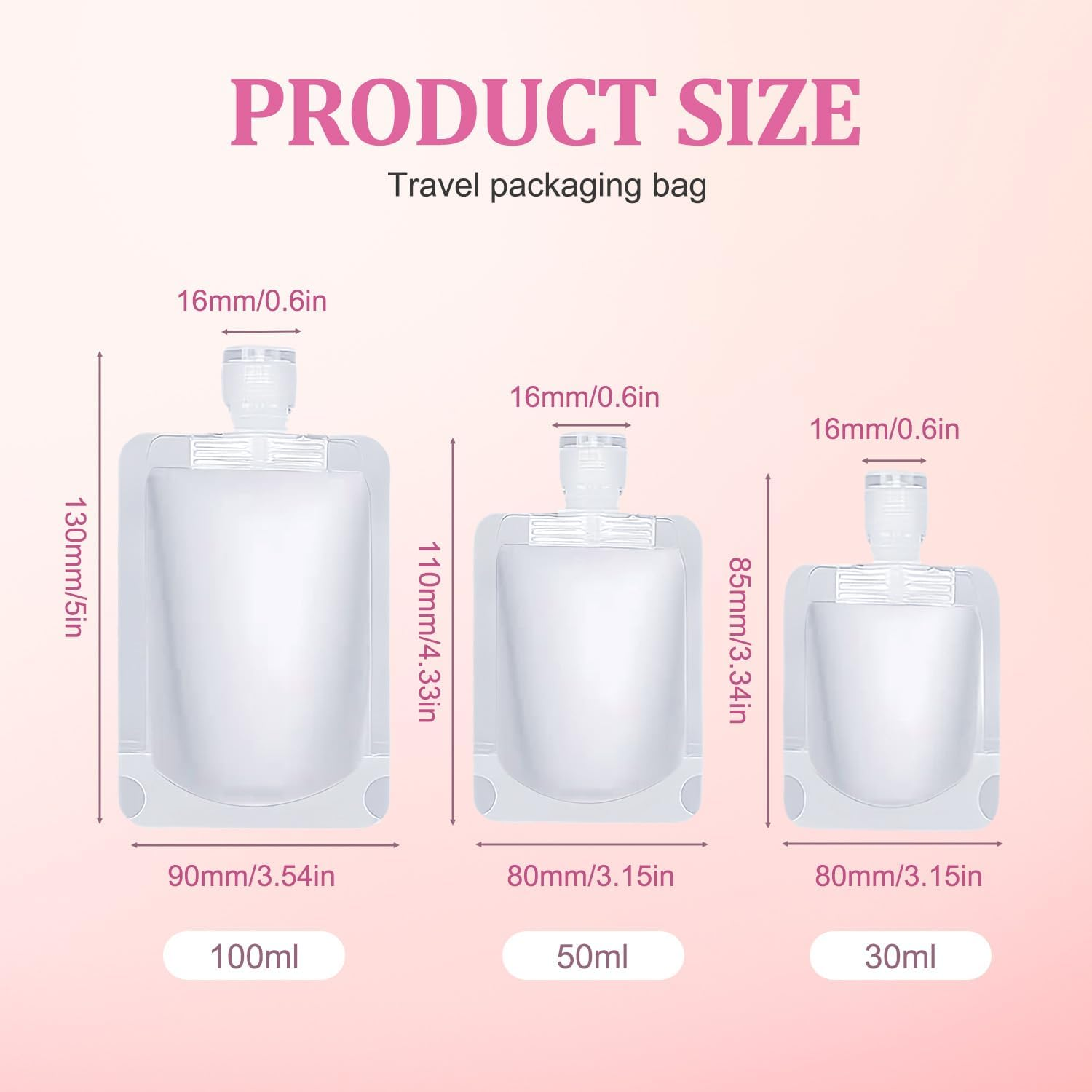 Travel Pouches for Toiletries, 2025 New Portable Travel Fluid Makeup Packing Bag, Stand up Pouch, Refillable Clear Travel Containers for Shampoo Conditioner Lotion Soap Liquids ﻿, 12Pcs Mix, 50ML image number 3