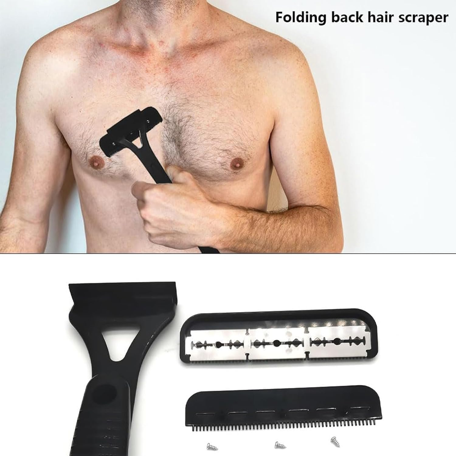 Men'S Back Razor with 5 Blades, Foldable Body Razor for Back Shaving, Ergonomic Handle, Wet & Dry Use, Removable Razor for Effective Shaving, Body Hair Trimmer for Men image number 5