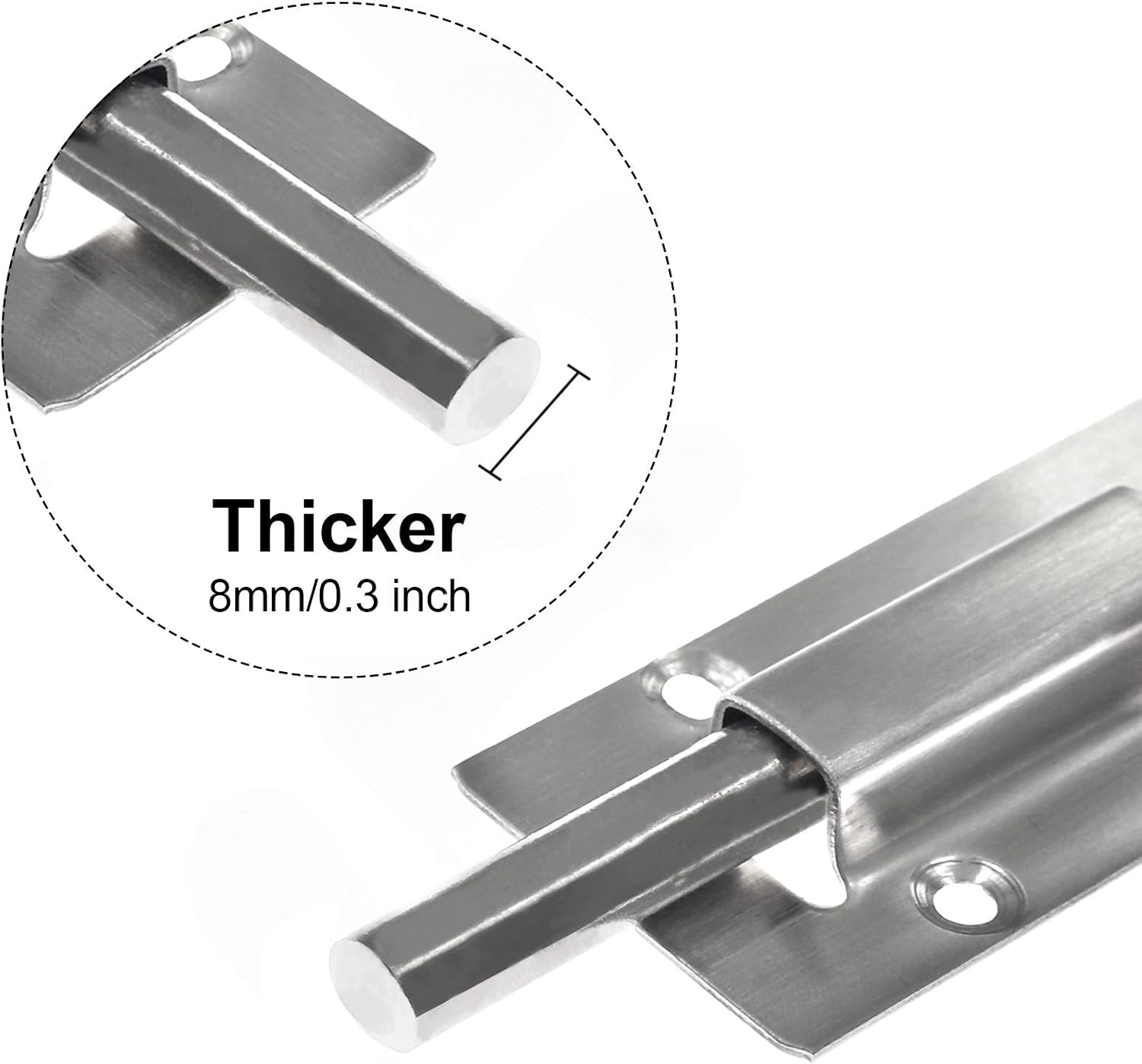 LDEXIN 4Pcs Barrel Bolt Latch 5 Inch Slide Latch Lock, Heavy Duty Solid Thicken Steel Sliding Lock for Door, Keep You Safe and Private image number 5