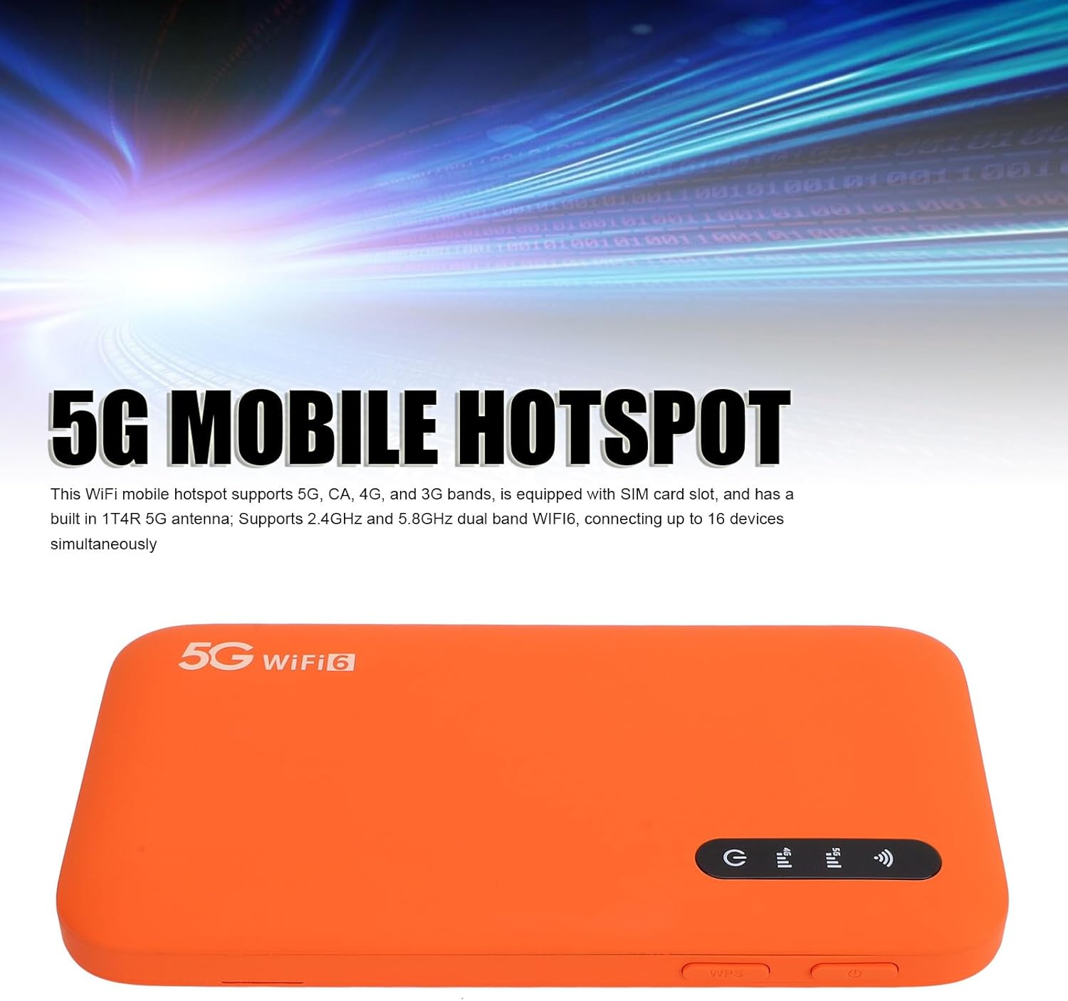 Changor 5G Mobile Hotspot Portable Hotspot Travel Router Portable Wifi Modem with SIM Card Slot 6100Mah Battery for High Speed Internet up to 2.77Gbps image number 3