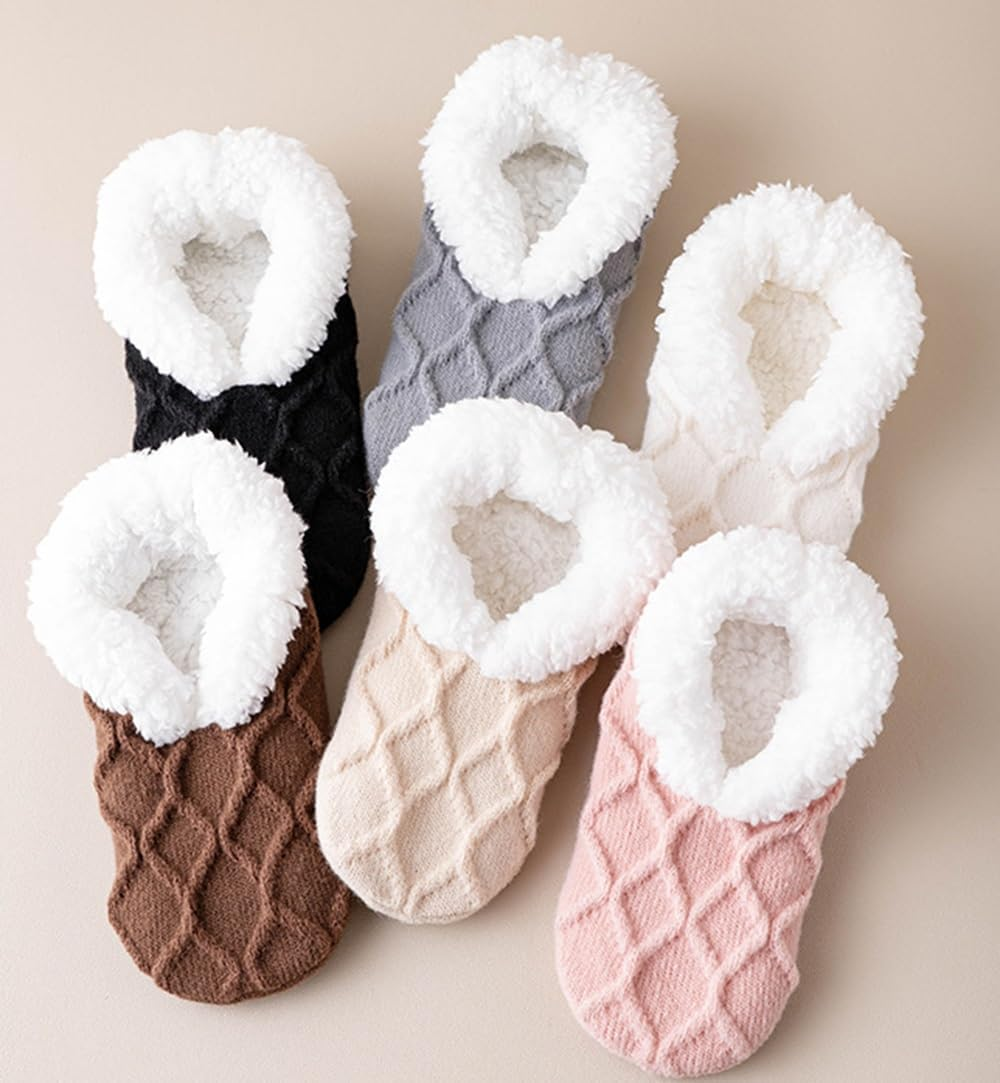 Slippers Socks for Women, Non-Slip Winter Warm Floor Socks, Cozy Sherpa Slipper Socks, Ultra Comfortable House Fuzzy Socks for Women image number 5