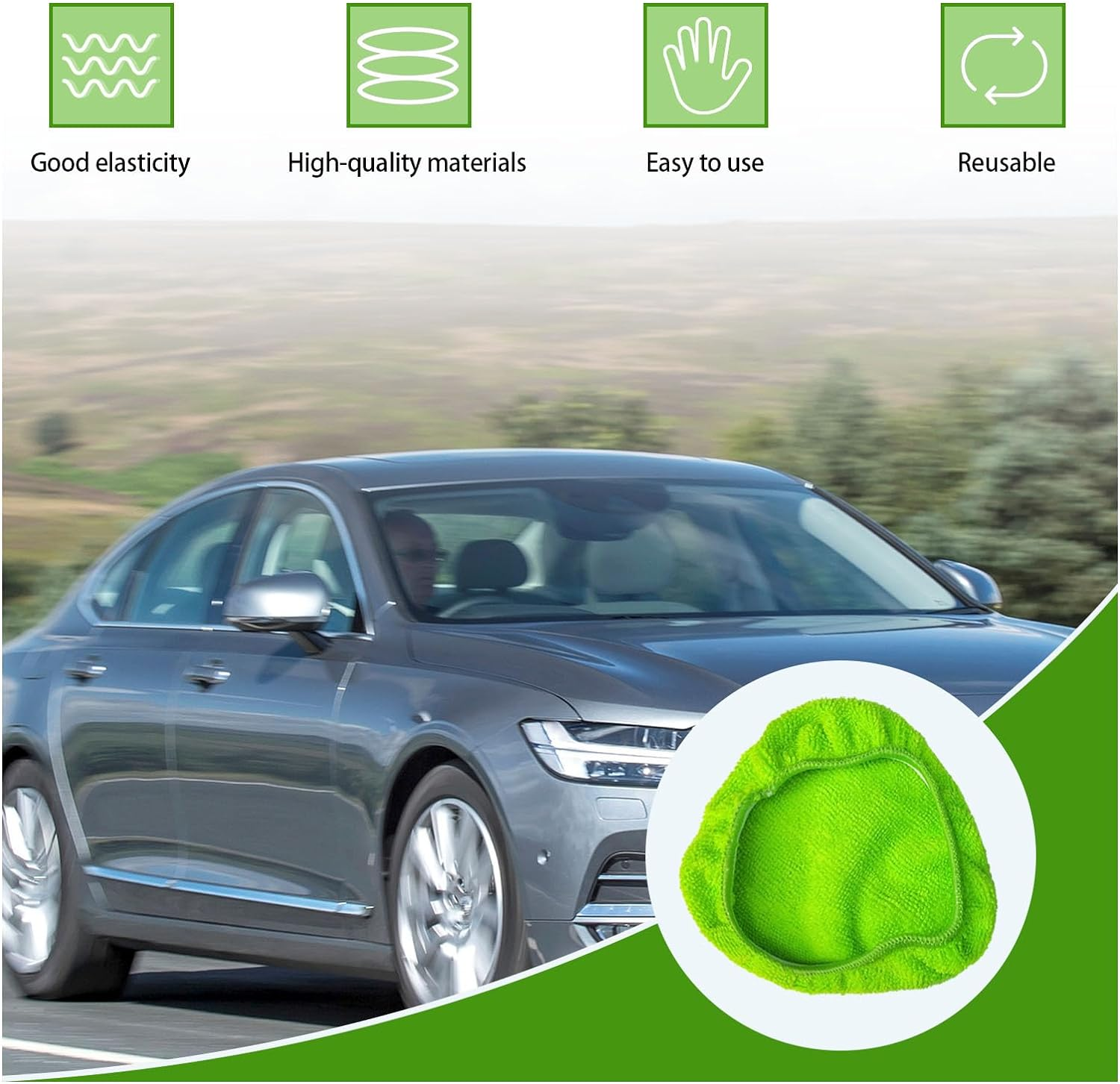 Ziciner 8 PCS Car Care Microfiber Cloths for Windshield Cleaner, Replaced Microfiber Pads Cover Kit, Car Windshield Cleaning Tool Bonnets, Interior Auto Window Cleaner Washing Pads (8 PCS) image number 5