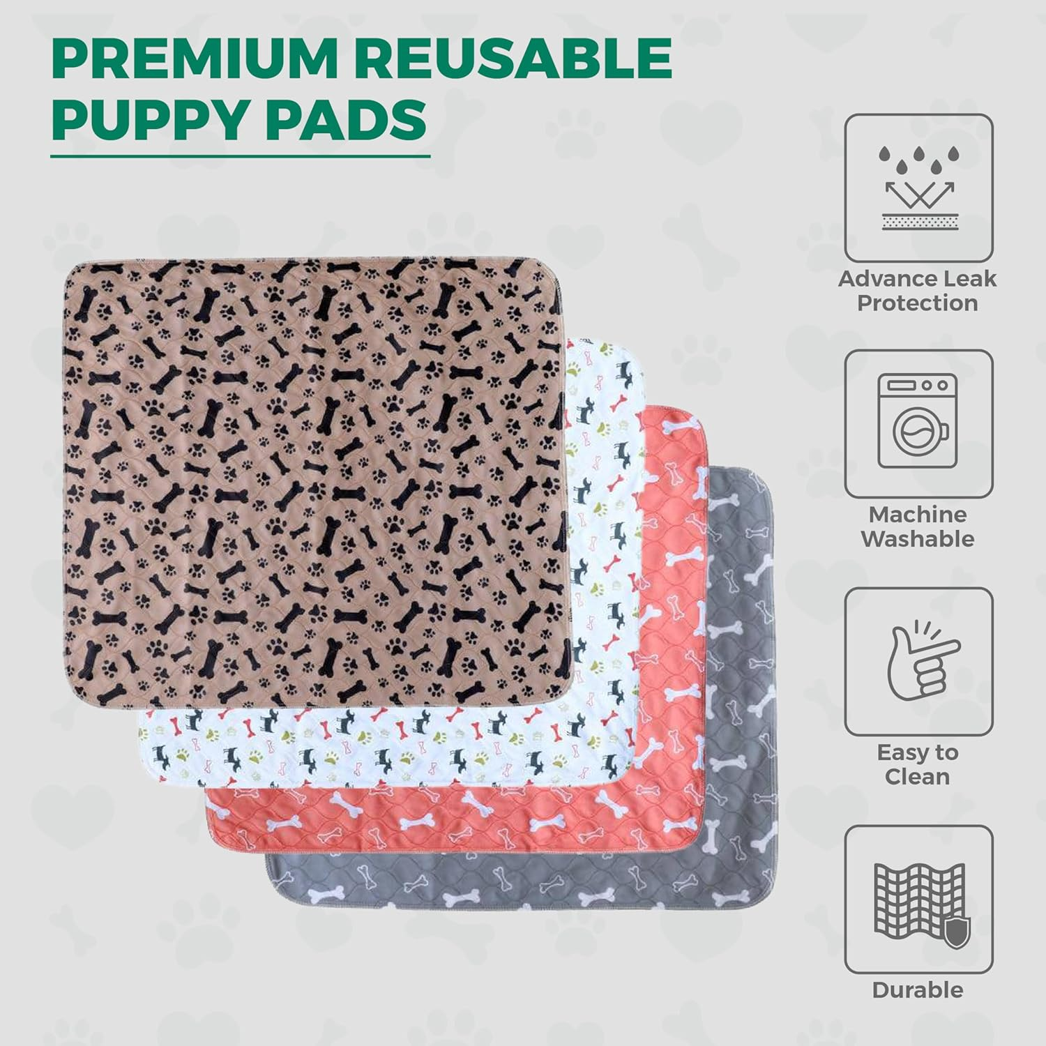 Coffee Reusable Puppy Pads - Accident Proof - Ultra Absorbent - Washable Dog Pee Pads - Multi-Purpose Protection - Waterproof Dog Mats for Floors - Small (S)